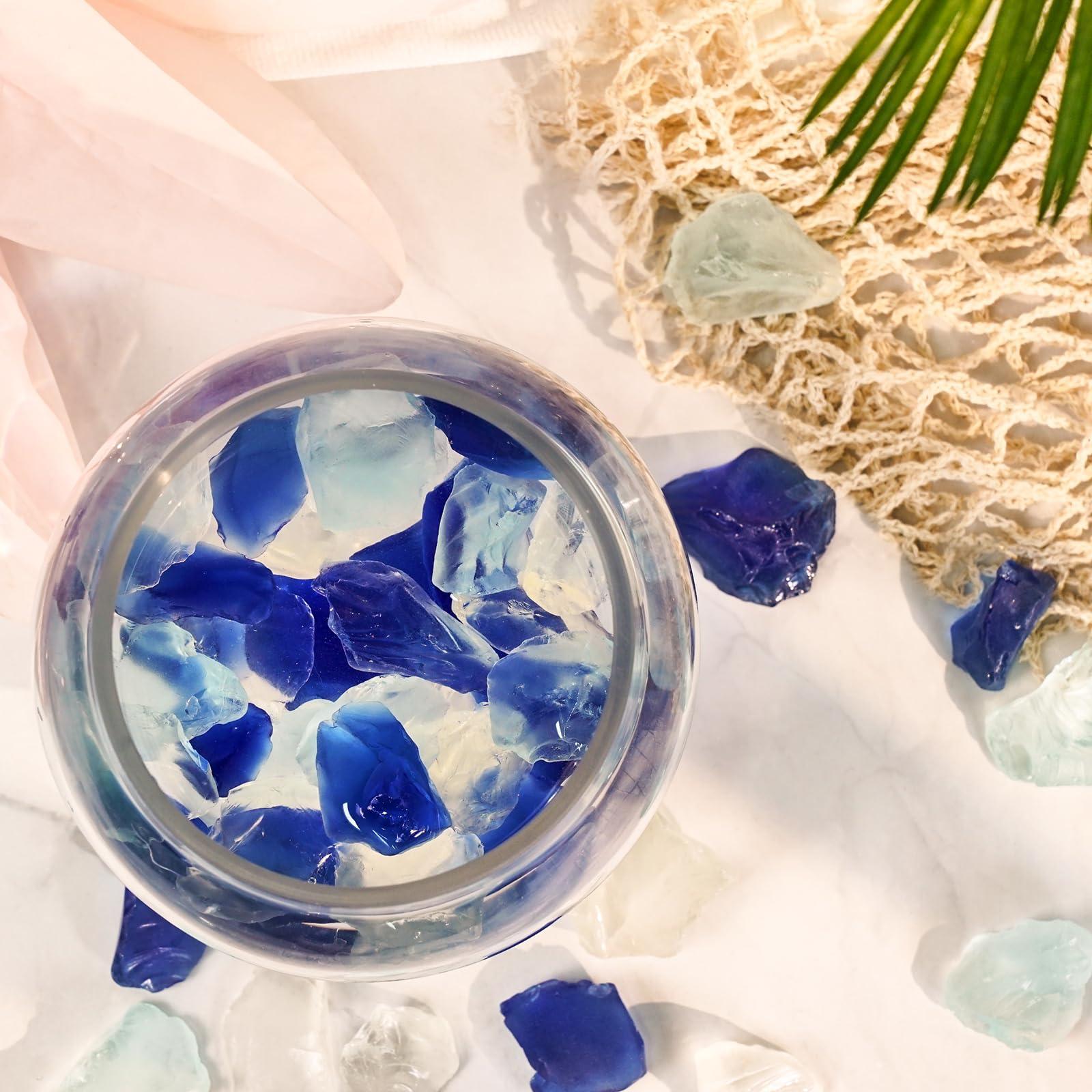 Versatile Frosted Sea Glass Block - 1LB Blue Vase fillers, Aquarium Gravels, Sea Glass Decor, Ideal for DIY Crafts, and Home Decor - Perfect for Beach Weddings and More (Cobalt & Turquoise & White) - Image 6