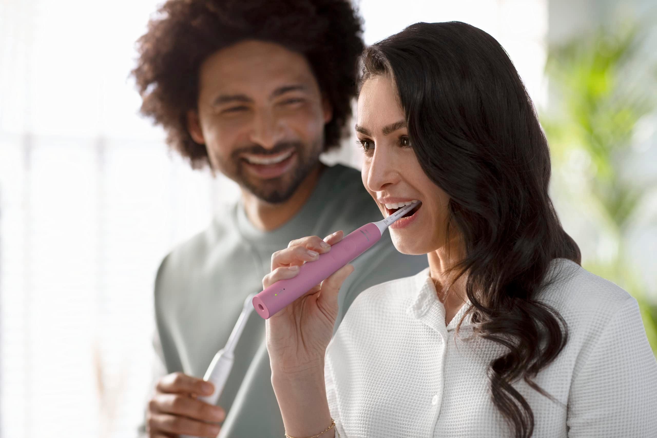 Philips Sonicare 4100 Rechargeable Electric Toothbrush, with Pressure Sensor, 2 Intensity Settings, SmarTimer and QuadPacer, 14-Day Battery Life, Deep Pink, Model HX3681/26 - Image 14
