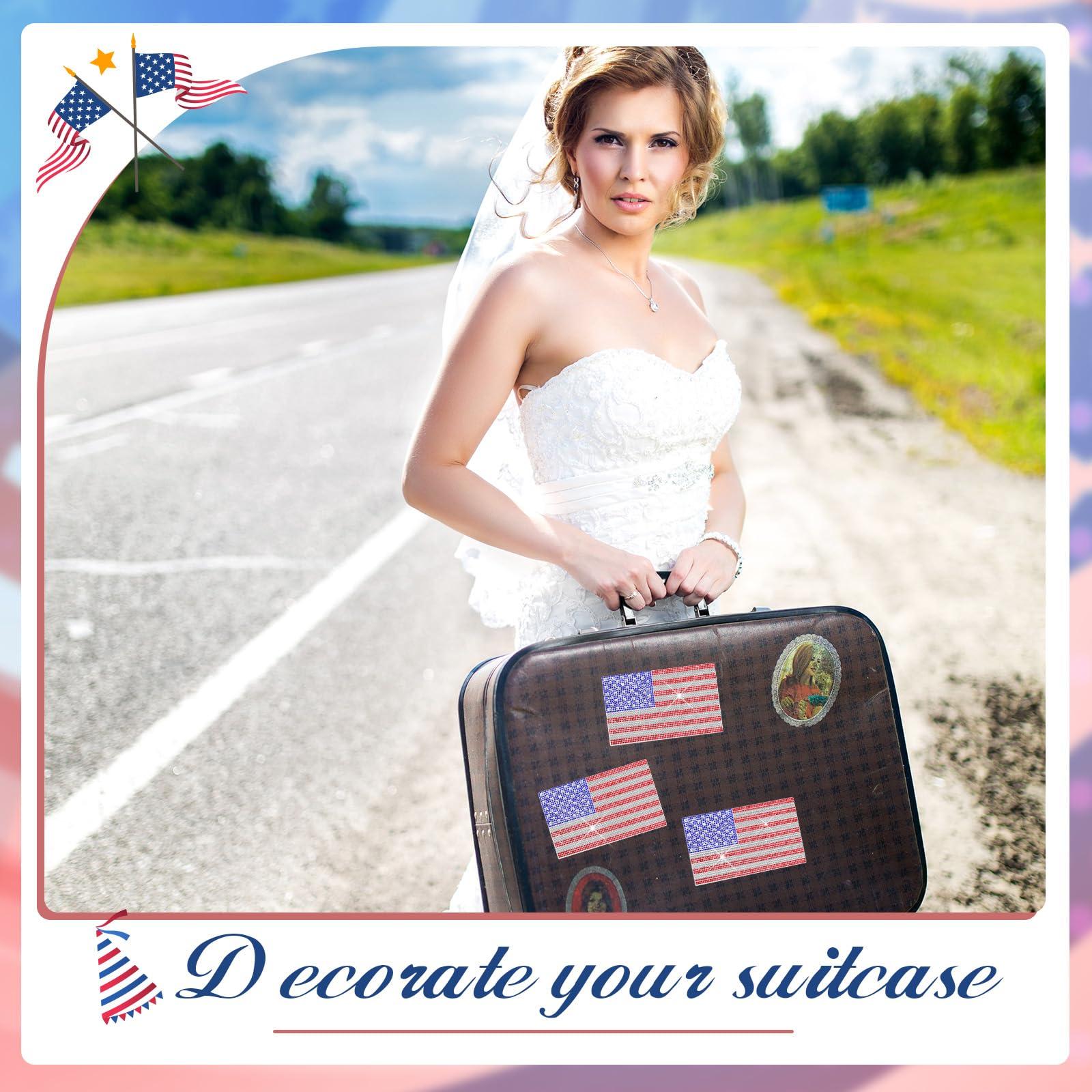 Frienda 2 Pack American Flag Crystal Car Decorative Stickers Sparkling Crystal Rhinestone Car Bling Decals Bumper Window Laptop Trunk Rhinestone Stickers, Decorate Shiny Interior Accessories - Image 4