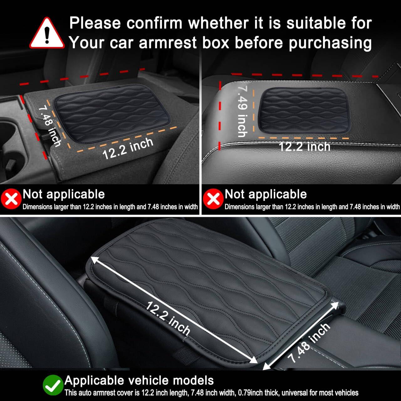 Amiss Auto Center Console Pad, Universal Waterproof Armrest Seat Box Cover, Car Interior Accessories, Leather Auto Armrest Cover Protector for Most Vehicle, SUV, Truck (Black) - Image 6
