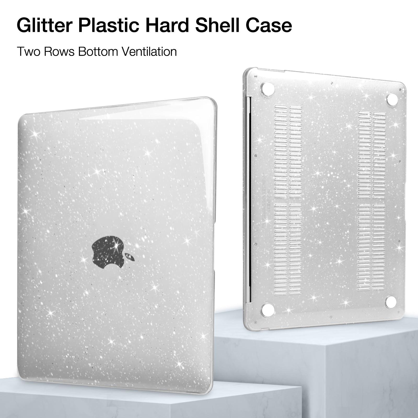 MOSISO Compatible with MacBook Air 13 inch Case 2025 2024 2023 2022 M4 A3240 M3 A3113 M2 A2681, Sparkly Glitter Hard Shell&Keyboard Cover&Screen Film&Pouch for MacBook Air 13.6 inch Case, Transparent - Image 5