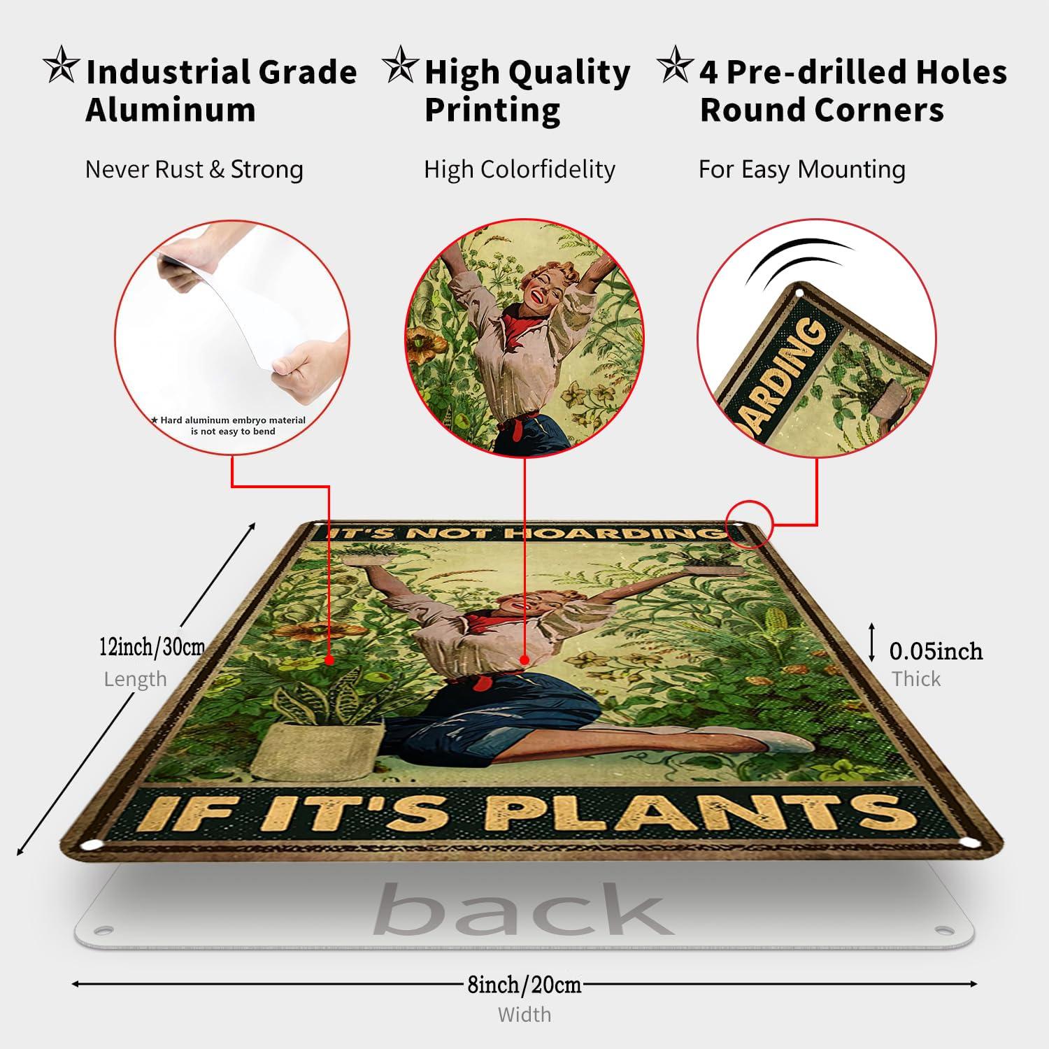 Bestylez Gardening Gifts It‘s Not Hoarding If It's Plants Vintage Garden Signs for Home Garden Greenhouse Living Room Bedroom Yard Backyard Outdoor Decor 8X12 Inch (3066) - Image 3