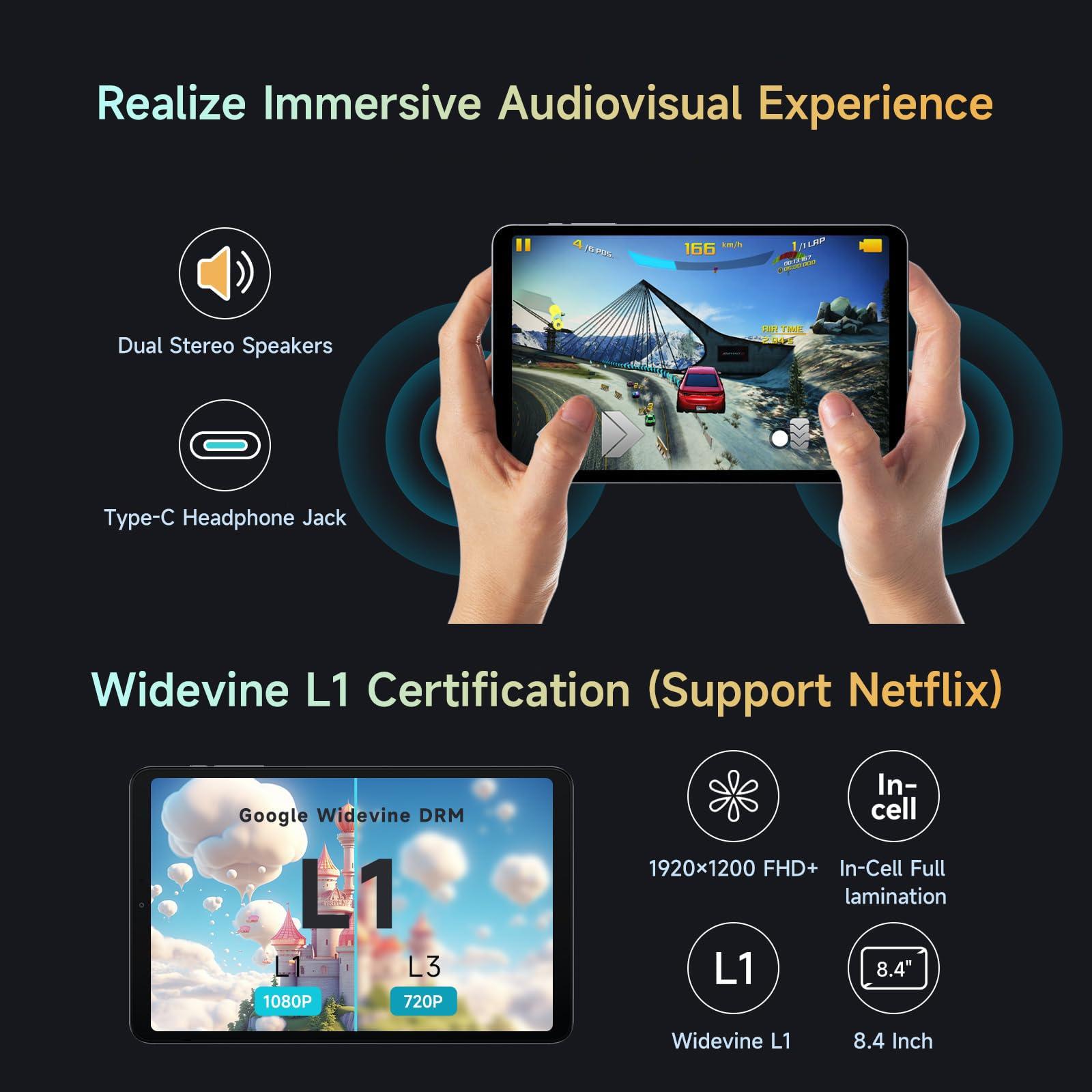 ALLDOCUBE Android 14 Tablet, 8.4 inch Helio G99 iPlay 60 Mini Pro Tablet, 16GB RAM 256GB ROM 512GB Expandable, FHD 1920x1200 Display, Widevine L1, 6050mAh, 5MP/13MP Camera, 4G LTE Bluetooth 5.2 - Image 4