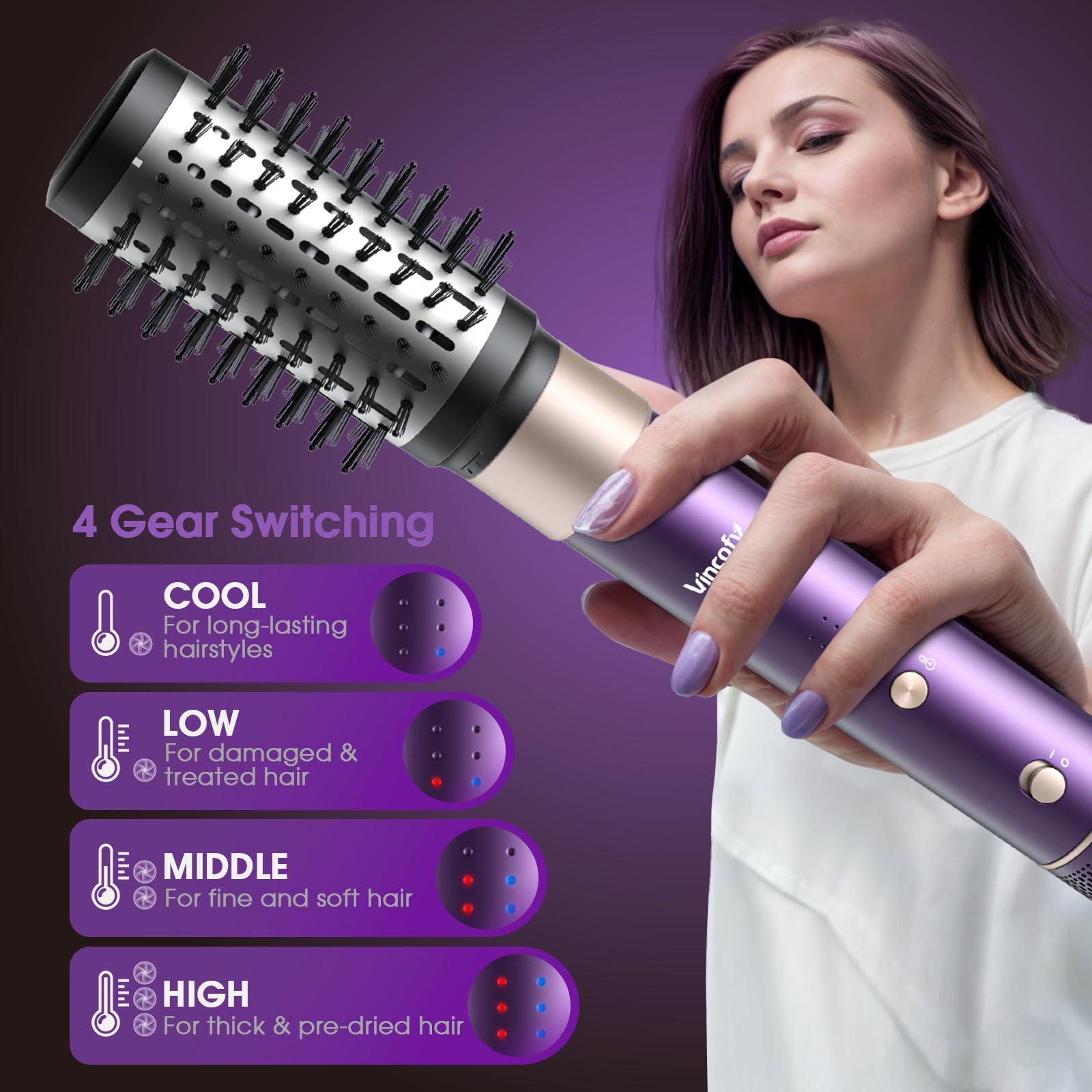 Vincofy 7 in 1 Hair Dryer Blow Dryer Brush Hot Hair Styler, Hair Straightener Brush, Negative Ion, Voluming, Suitable for All Types, 110,000 RPM, Purple, Fast Drying, Straightening, Curling - Image 4