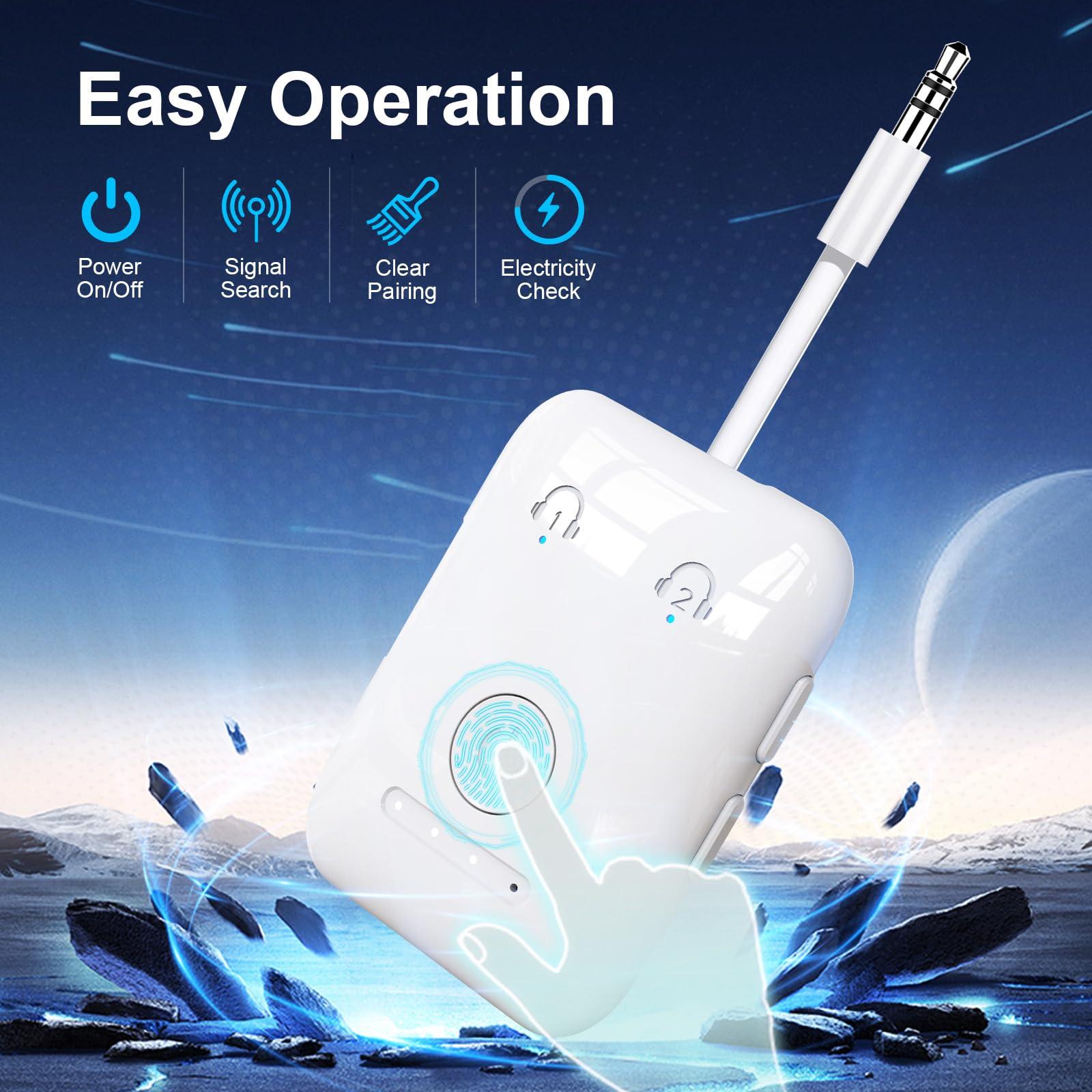 Premium Bluetooth 5.4 Transmitter, Airplane Wireless Adapter, Supports 2 AirPods/Headphones, Bluetooth Transmitter for TV, Airplane, Gym, with aptX Adaptive & Low Latency - Image 5