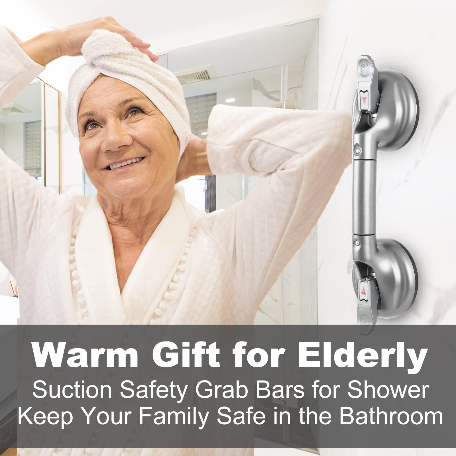 DAREN MEDICAL Heavy Duty Suction Shower Grab Bar - Toilet Bathroom Bathtub Safety - Shower Handles, Suction Cup Power Up to 250 LB, Perfect for Elderly Seniors(14.5 Inch, Gray Silver) h, Gray Silver - Image 8