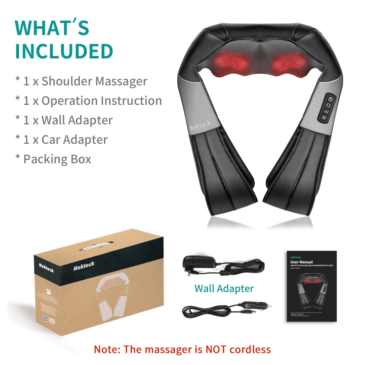 Shiatsu Neck and Back Massager with Soothing Heat, Nekteck Electric Deep Tissue 3D Kneading Massage Pillow for Shoulder, Leg, Body Muscle Pain Relief, Home, Office, and Car Use - Image 6