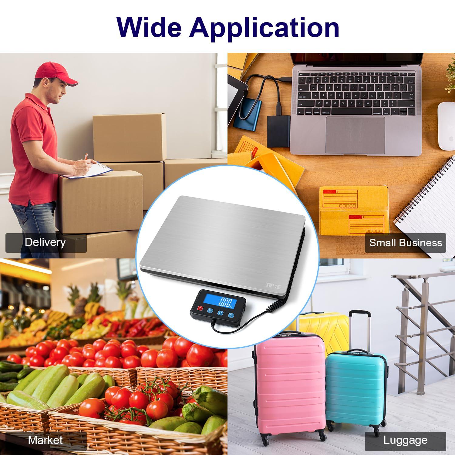 TIPRE Digital Shipping Postal Scale 0.5 oz High Accuracy！440lb Commercial Weight Scale for Package, Small Business, Mail, Warehouse, Home, Battery & Charging Cable Included - Image 8