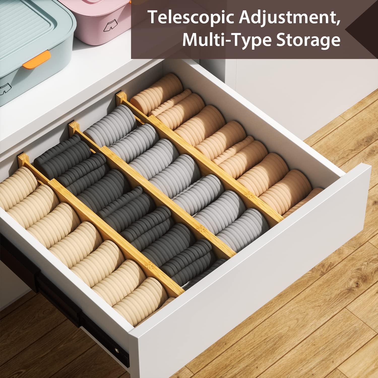 DUCOO 4 PCS Drawer Divider, 17"-22" Adjustable Bamboo Drawer Dividers Organizers, Expandable Separators for Kitchen, Clothes, Dressers, Home, Office - Image 6