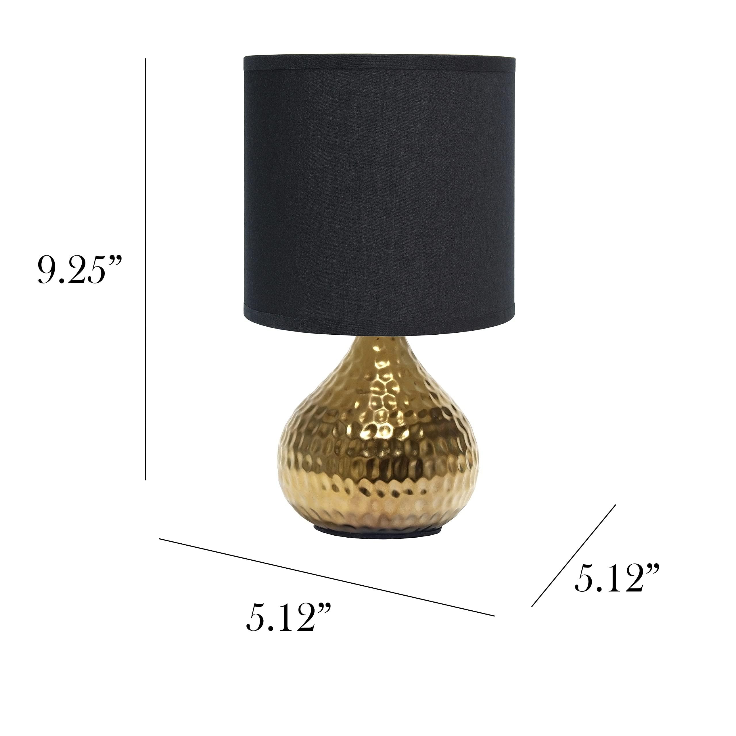 Simple Designs LT2073-GDB Mini Hammered Texture Gold Drip Table Lamp with Black Shade - Image 3