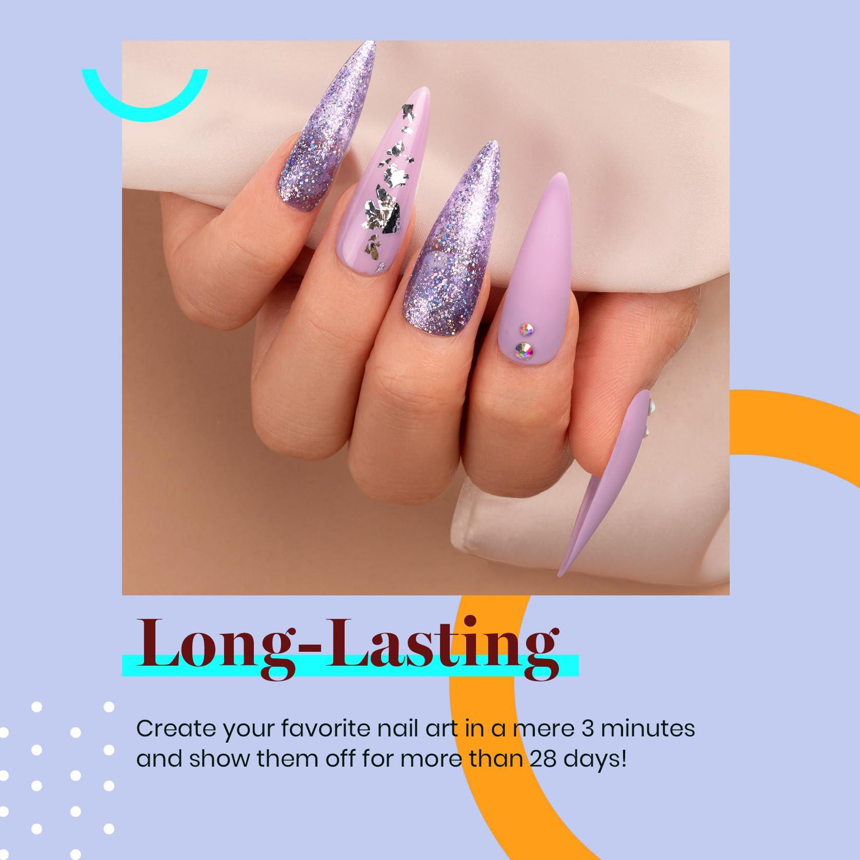 Beetles Purple Gel Nail Polish Set, 6 Colors Pastel Purple Gel Polish Glitter Pink lavender Nail Polish Soak Off U v LED Gel Nail Kit Diy Nail Art Manicure at Home Gifts for Women - Image 2