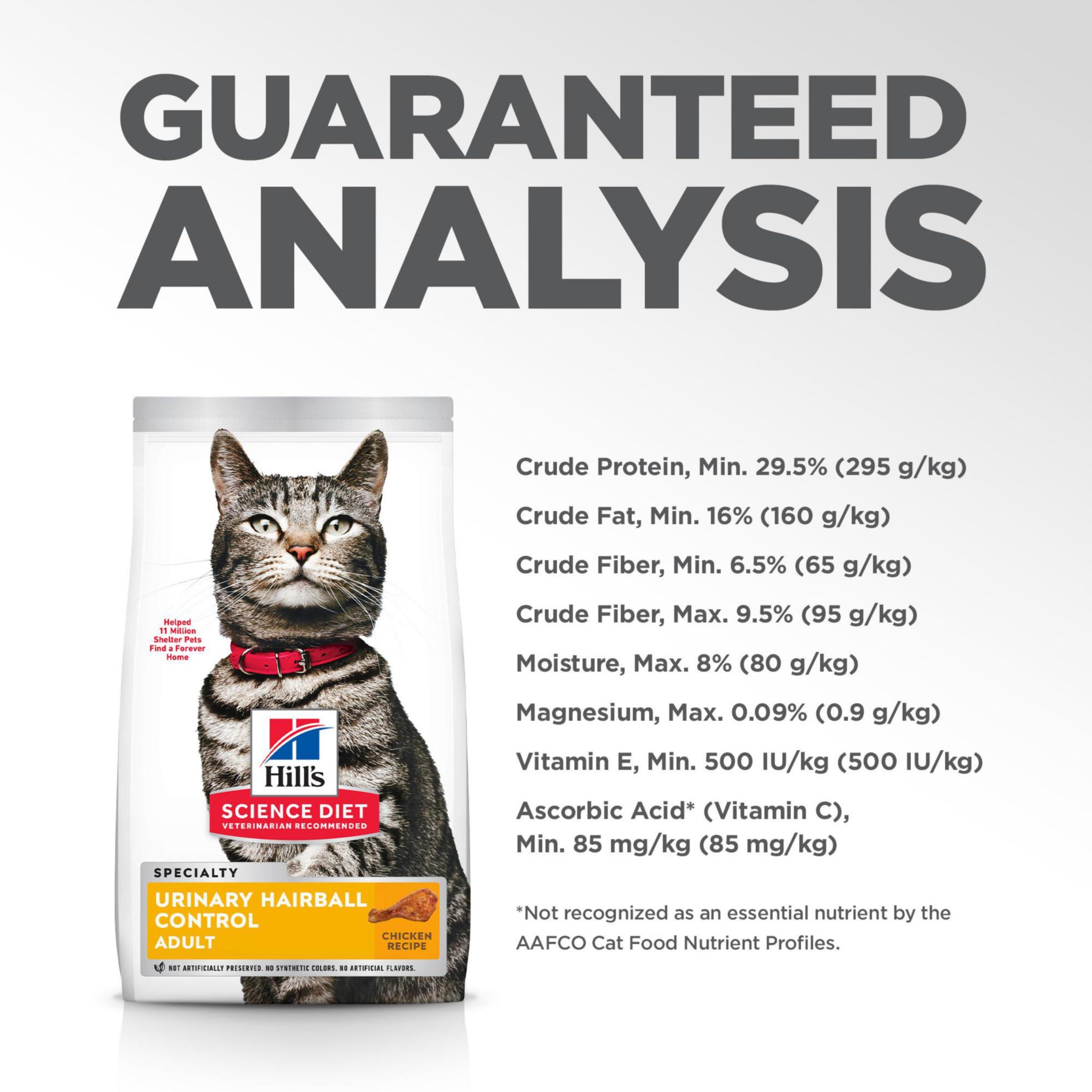 Hill's Science Diet Urinary Hairball Control, Adult 1-6, Urinary Track Health & Hairball Control Support, Dry Cat Food, Chicken Recipe, 15.5 lb Bag - Image 10
