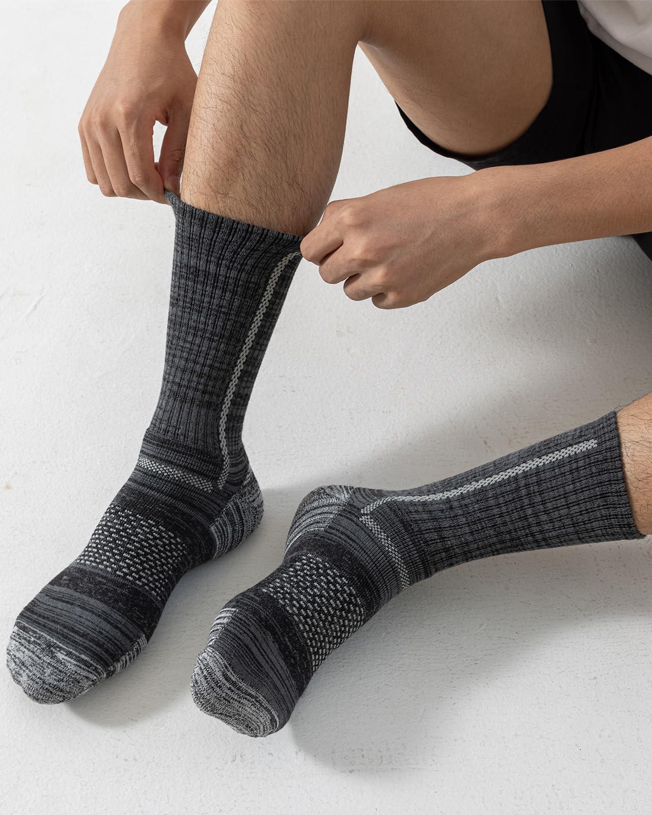 Niorasen Men's Cotton Crew Work Socks, 5 Pairs Cushioned Boot Moisture Athletic Socks for Hiking Sports Running - Image 6