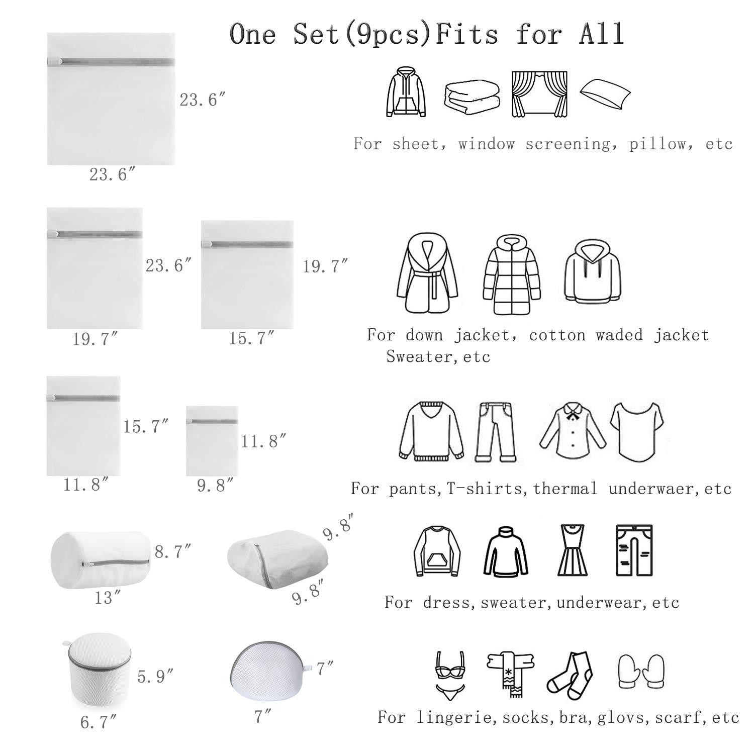 Habychoi Mesh Laundry Bags - 9pcs Premium Zippered Fine Mesh Laundry Bags Set, Delicate & Lingerie Washing Organizer - Image 2