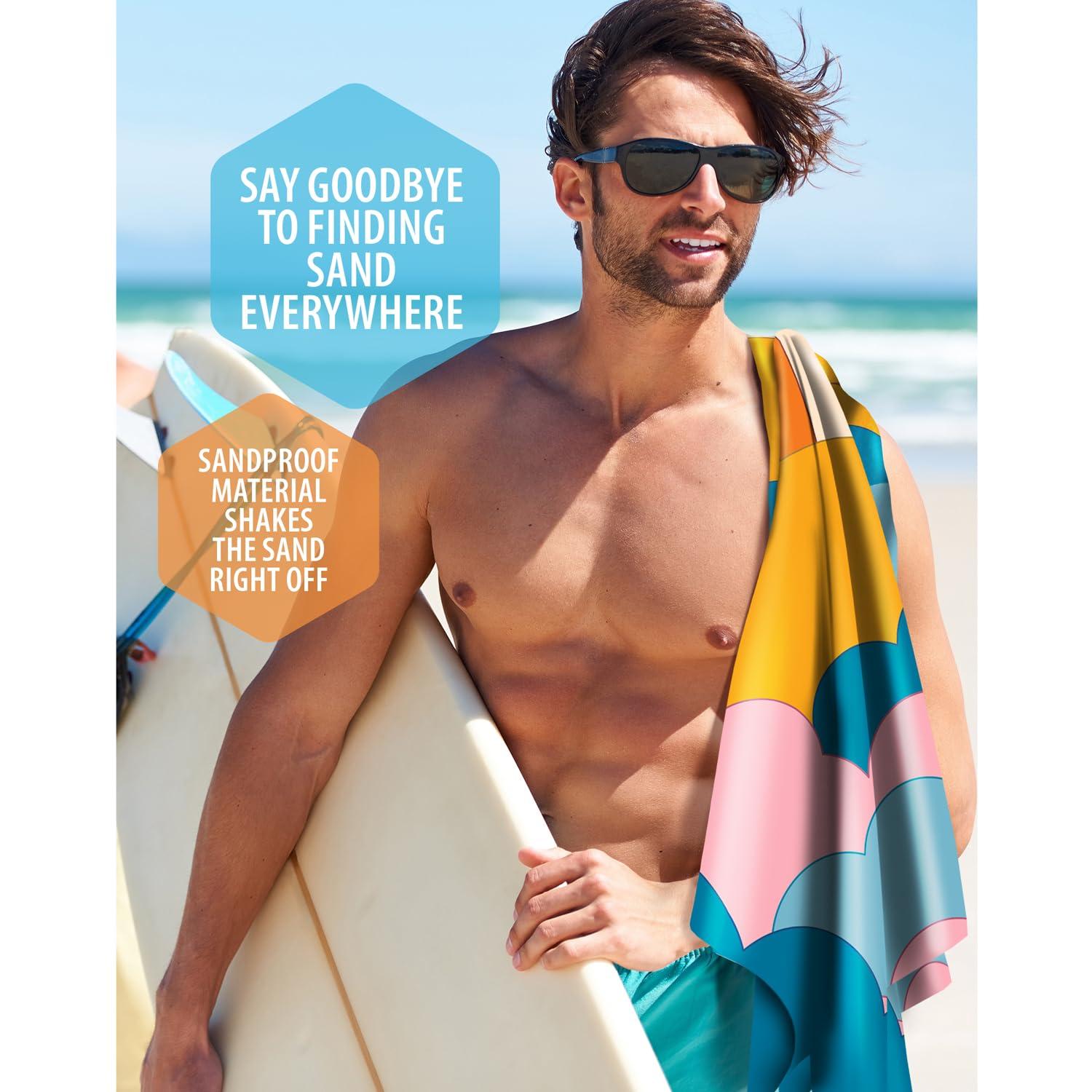 VENTURE 4TH Microfiber Beach Towel: Quick-Dry, Compact, Sand-Free, Absorbent, Sandproof and Lightweight - Perfect for Camping, Beach, and Roadtrips (Sky's The Limit Design | 35x78 inches) - Image 9