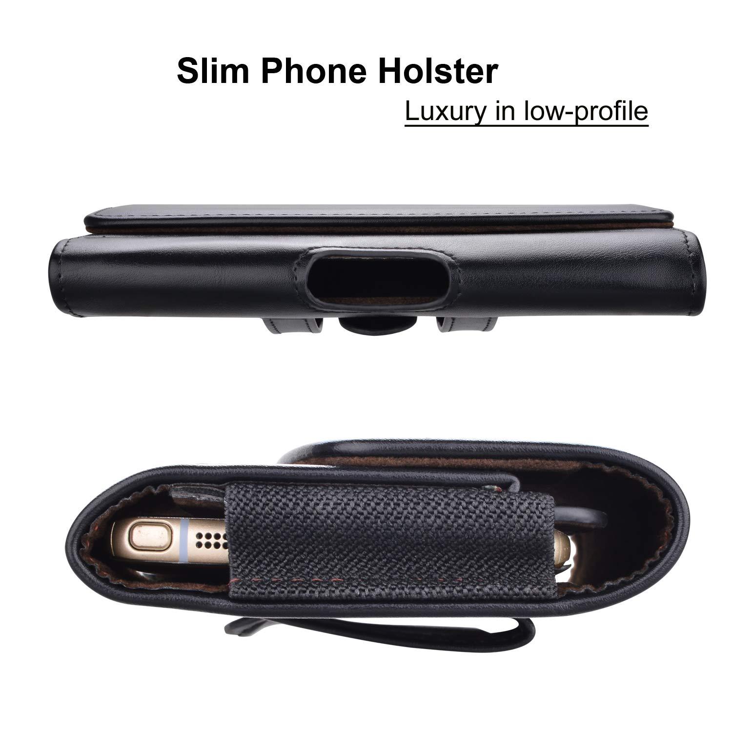 Takfox Phone Holster for Samsung Galaxy S25 Ultra S24 Plus S23 S22 S21 FE Note 20+ A13 A14 A15 A16 A35 A36 A51 A71 5G iPhone 16 Pro Max 16E Leather Belt Clip Holster Holder Carrying Pouch Case, Black - Image 6