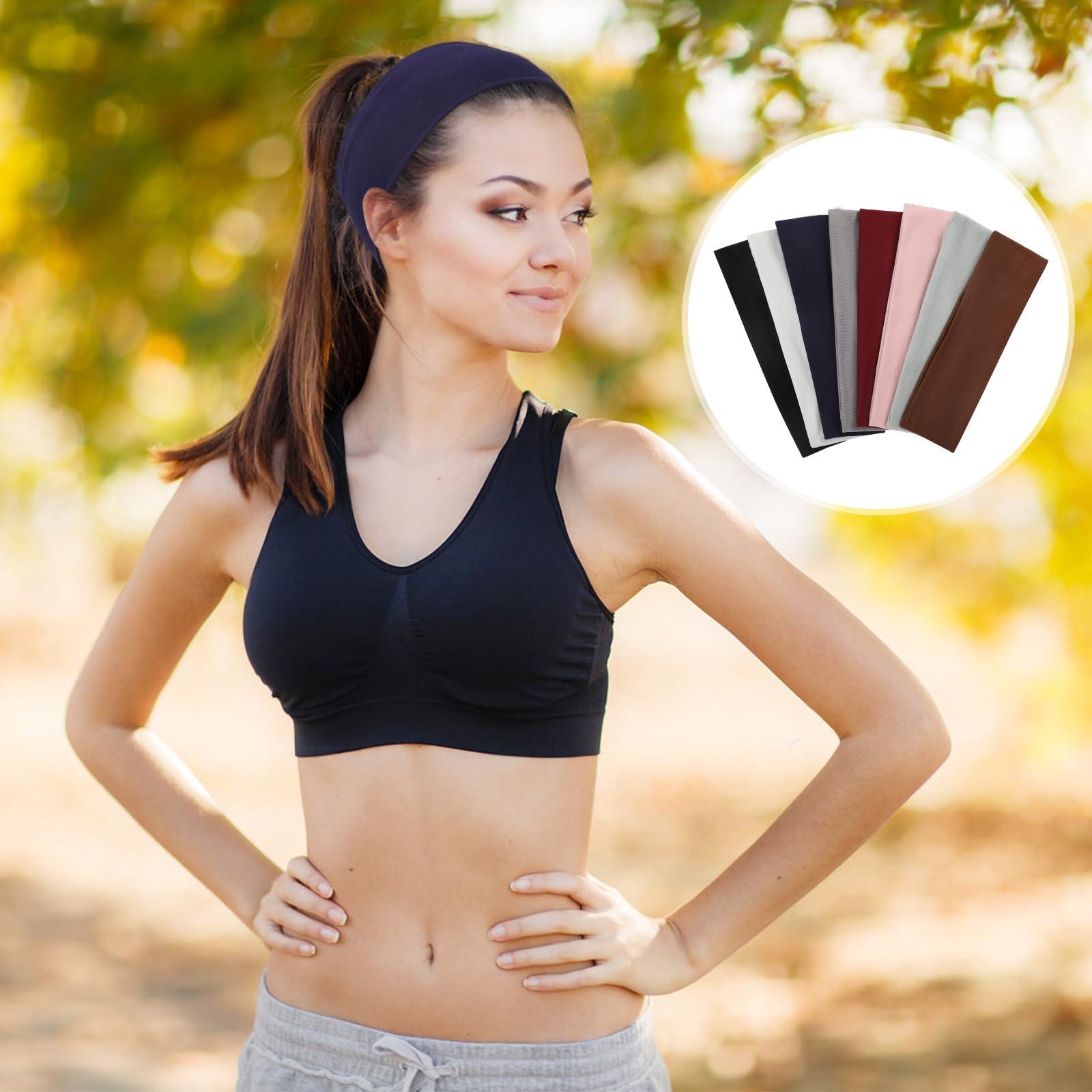 Fishinsea 8 Pack Sport Headbands for Women, Elastic Soft Fabric Non-Slip Hair Bands Hair Warp for Daily Workout Yoga Running Sports - Image 6