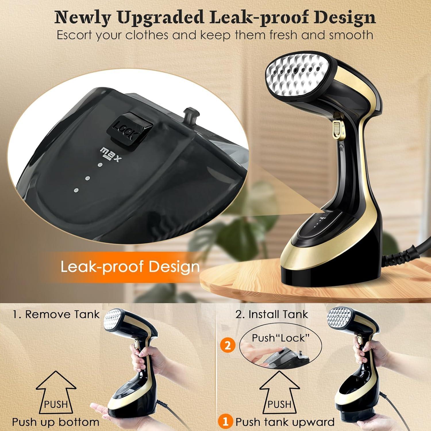 Handheld Garment Steamer for Clothes 1800W: Birthday Gifts for Women Men, Upgraded Leak-proof Design, Strong Penetrating Steam, Wrinkle Remover - Portable Steamer Gifts for Women - Image 6