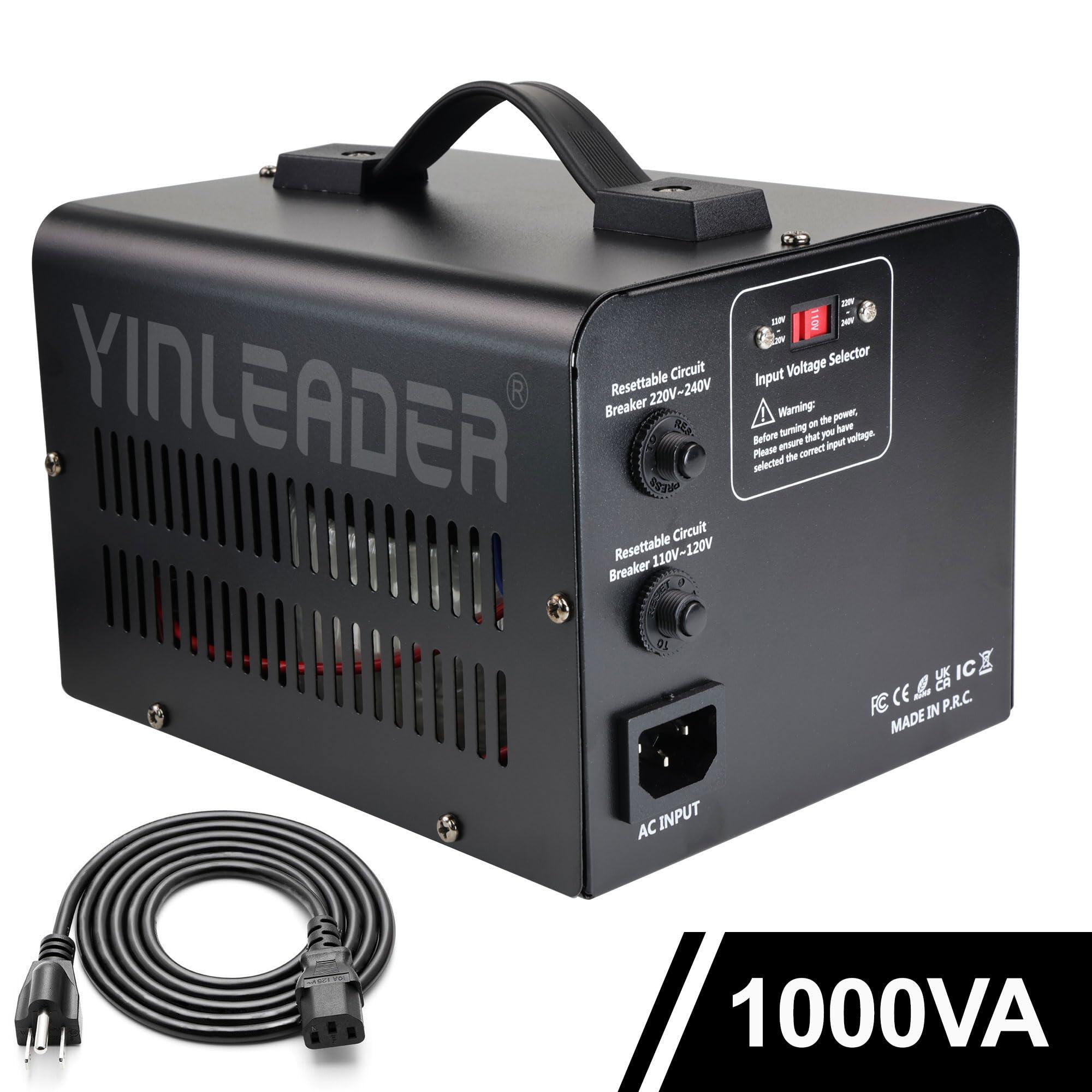 Yinleader 1000W Voltage Converter Transformer(110V to 220V OR 220V to 110V) 1000 Watt Step Up/Down Converter 110/120 Volt - 220/240 Volt w/US Power Cord,Circuit Breaker Protection (VTUS-1000) - Image 6