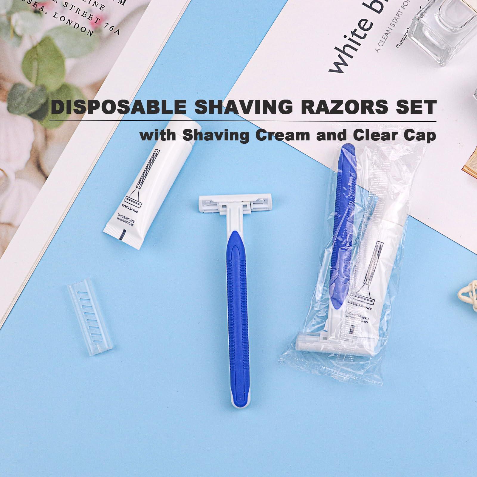 Disposable Razors in Bulk Pack of 60,Blue Disposable Shaving Razors Individual Wrapped Twin Blade Bulk Disposable Razors with Clear Cap and 10g Shaving Cream for Homeless,Hotel,Travel,Charity,Shelter - Image 7