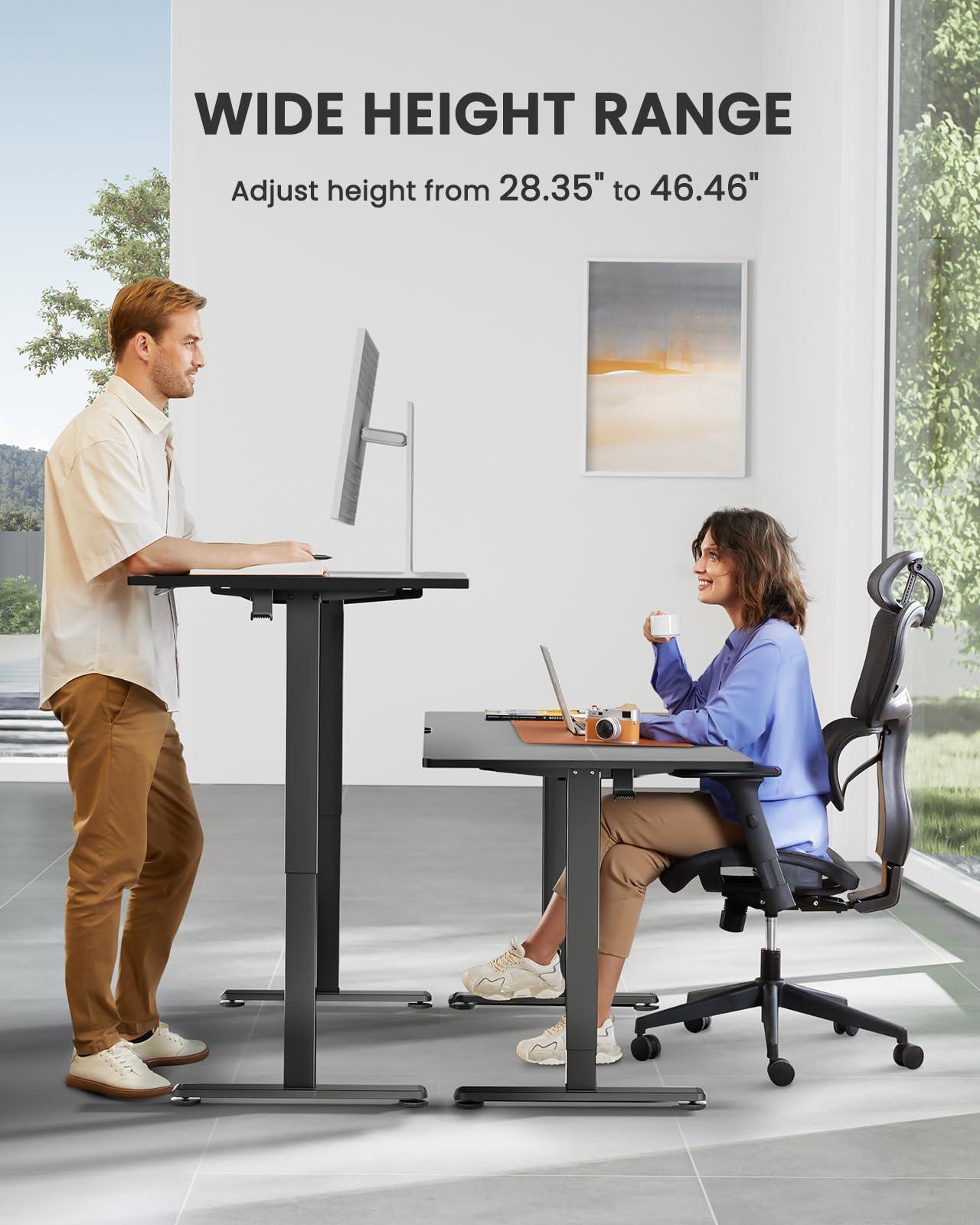 ErGear Height Adjustable Electric Standing Desk, 48 x 24 Inches Sit Stand up Desk, Memory Computer Home Office Desk with Two-Piece Desktop (Black) - Image 6