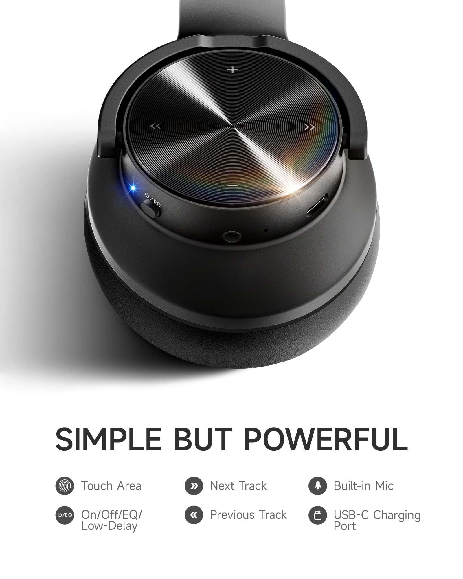 Picun B8 Bluetooth Headphones, 120H Playtime Headphone Wireless Bluetooth with 3 EQ Modes, Low Latency, Hands-Free Calls, Over Ear Headphones for Travel Home Office Cellphone PC Black - Image 7