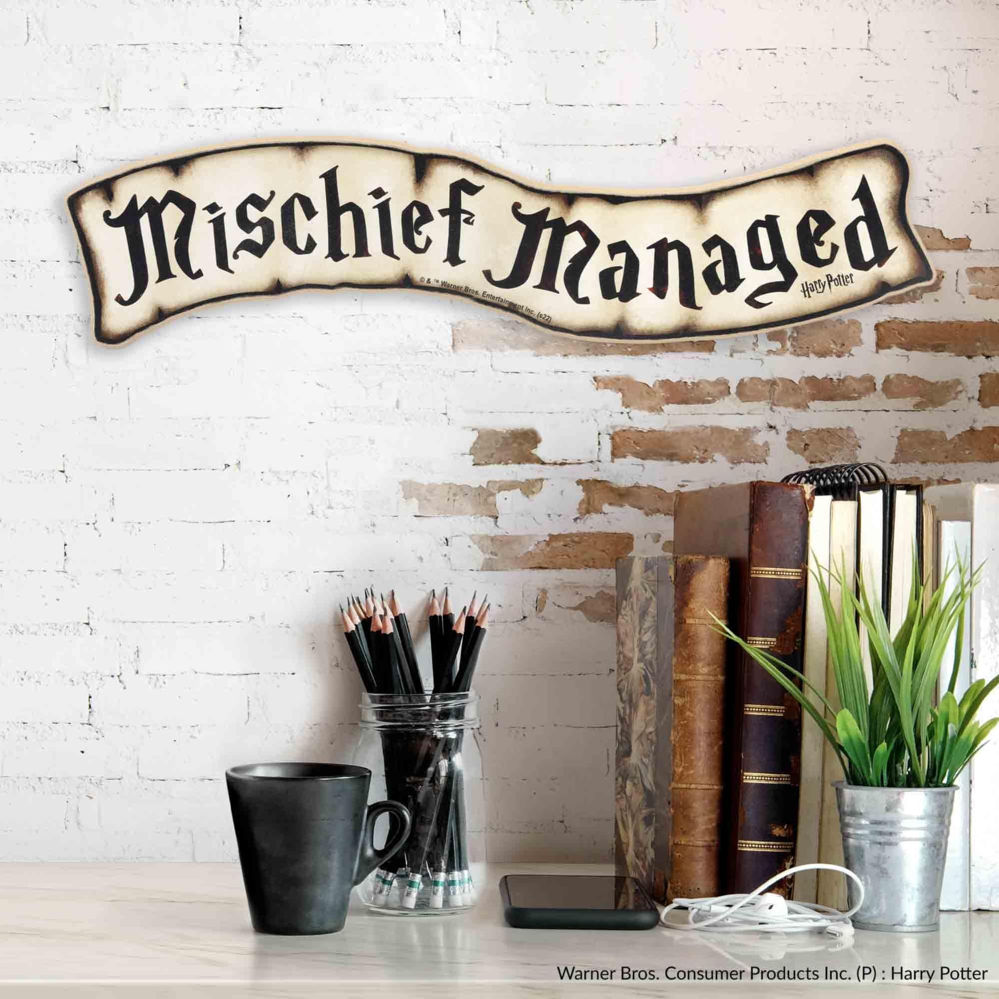 Harry Potter Mischief Managed Rustic Wood Wall Decor - Vintage Mischief Managed Sign for Home Decorating - Image 2