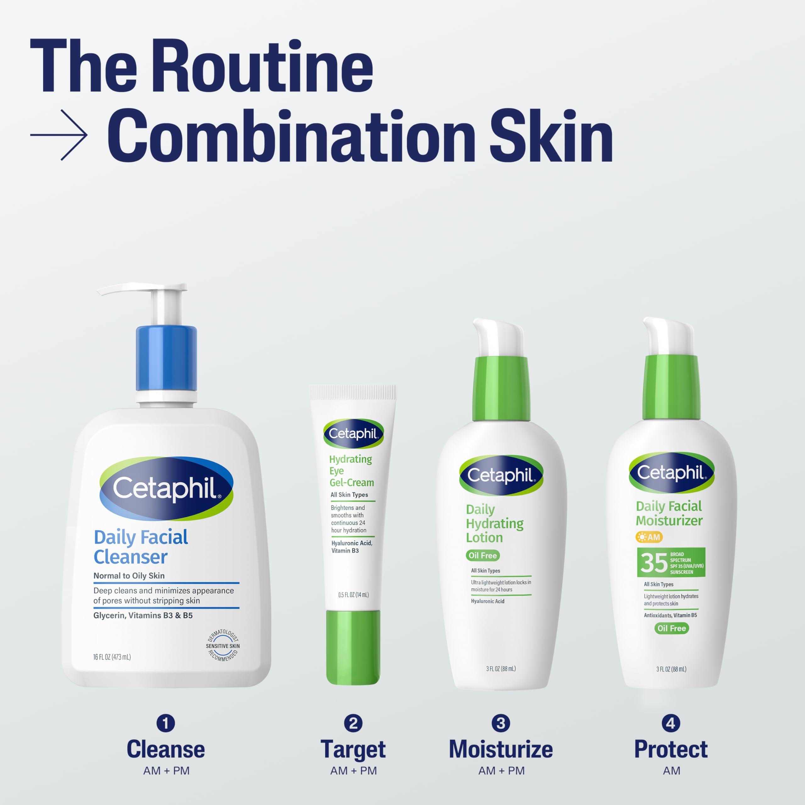 Cetaphil Daily Hydrating Lotion for Face, With Hyaluronic Acid, 3 fl oz, Lasting 24 Hour Hydration, for Combination Skin, No Added Fragrance, Non-Comedogenic - Image 6