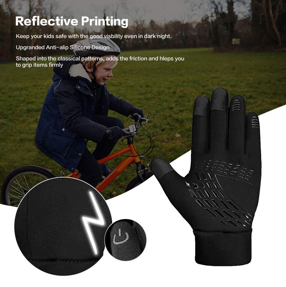 YukiniYa Kids Winter Gloves Back Water Repellent Touchscreen Warm Fleece Anti-slip for Boys Girls Teen 3-15 Years - Image 5