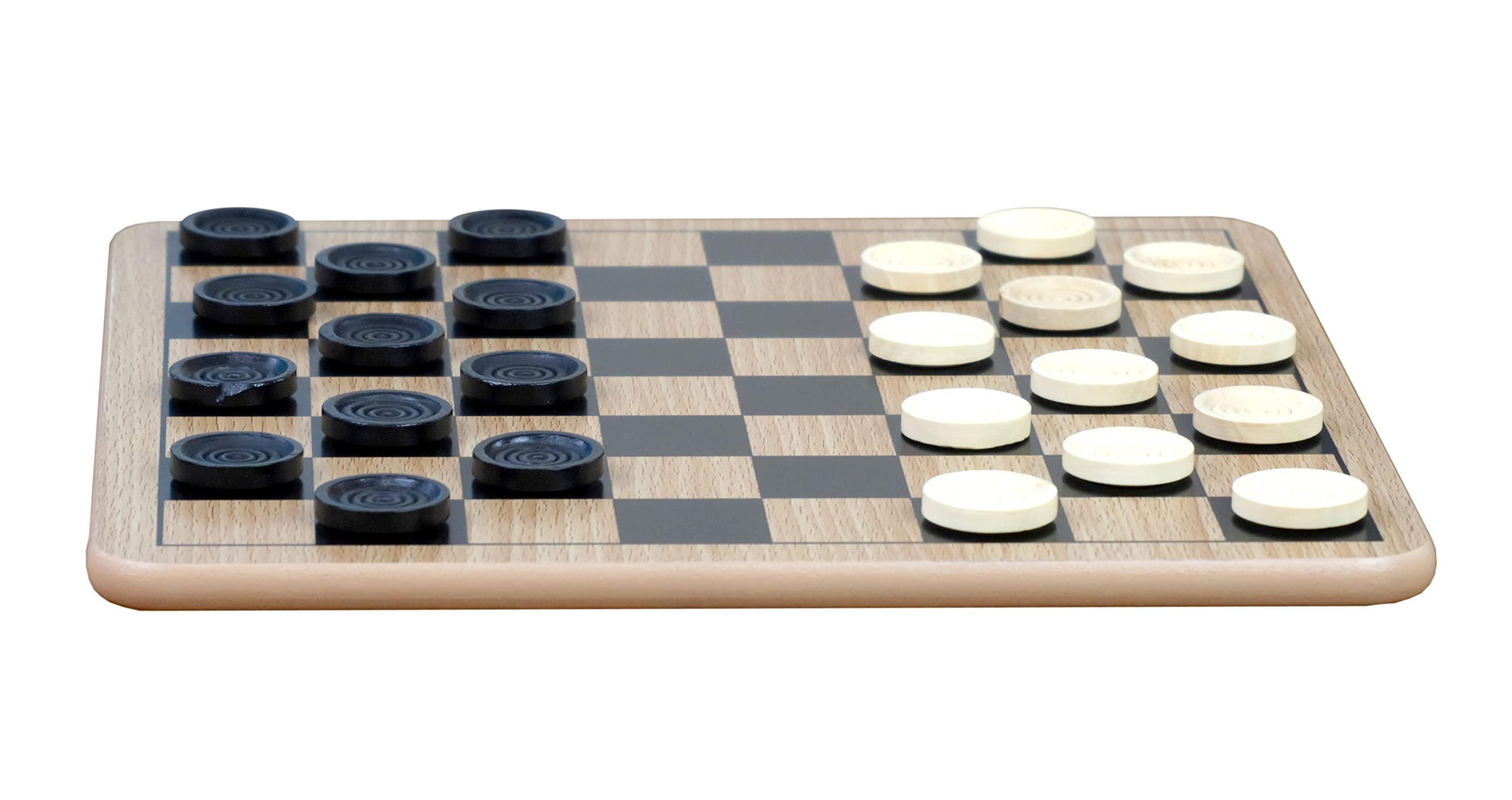 Regal Games - Reversible Wooden Board for Chess, Checkers & Tic-Tac-Toe - 24 Interlocking Wooden Checkers and 32 Standard Chess Pieces - for Age 8 to Adult for Family Fun - Image 5