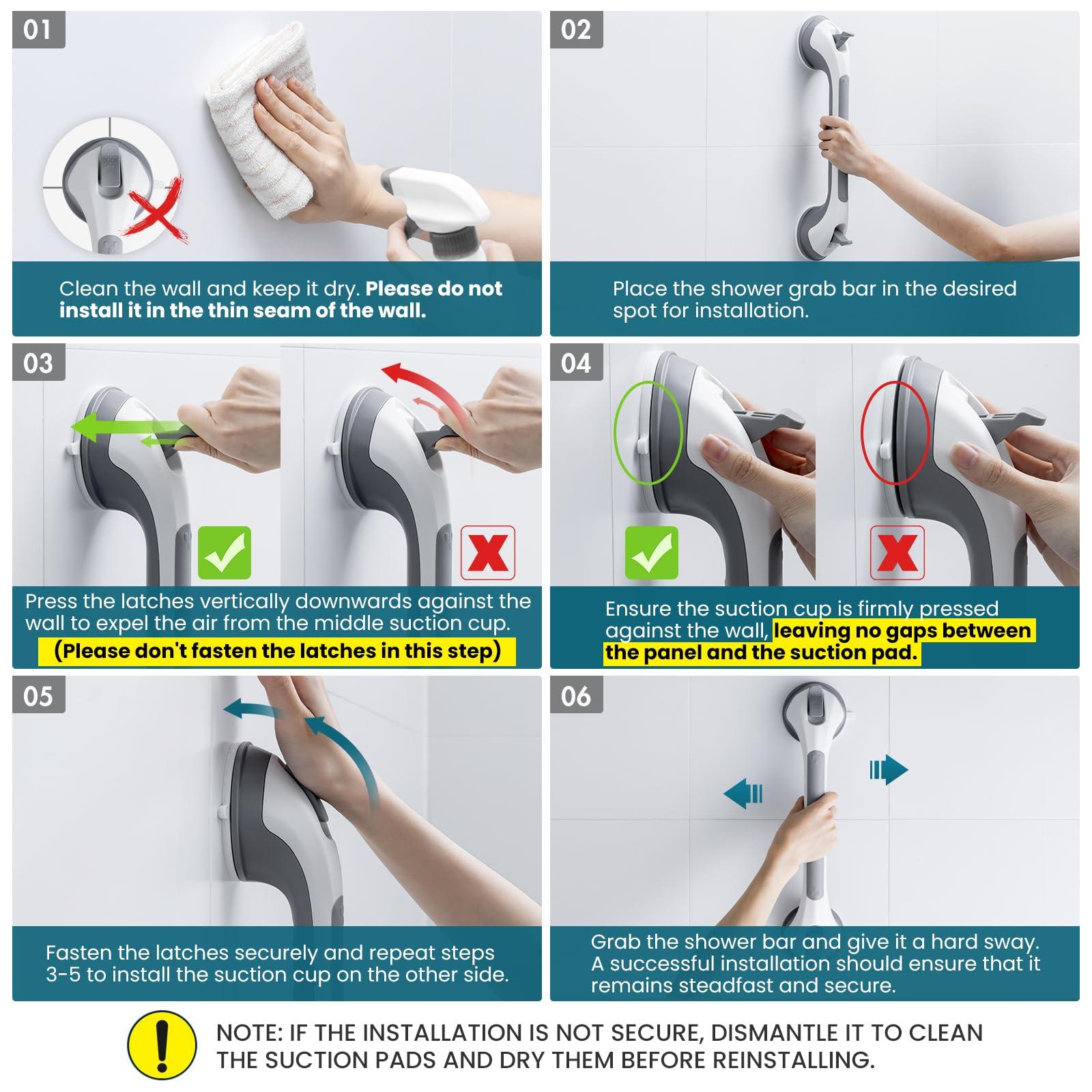 TAILI Shower Grab Bar, 1 Pack 16.8” & 2 Pack 12.2” - Image 9