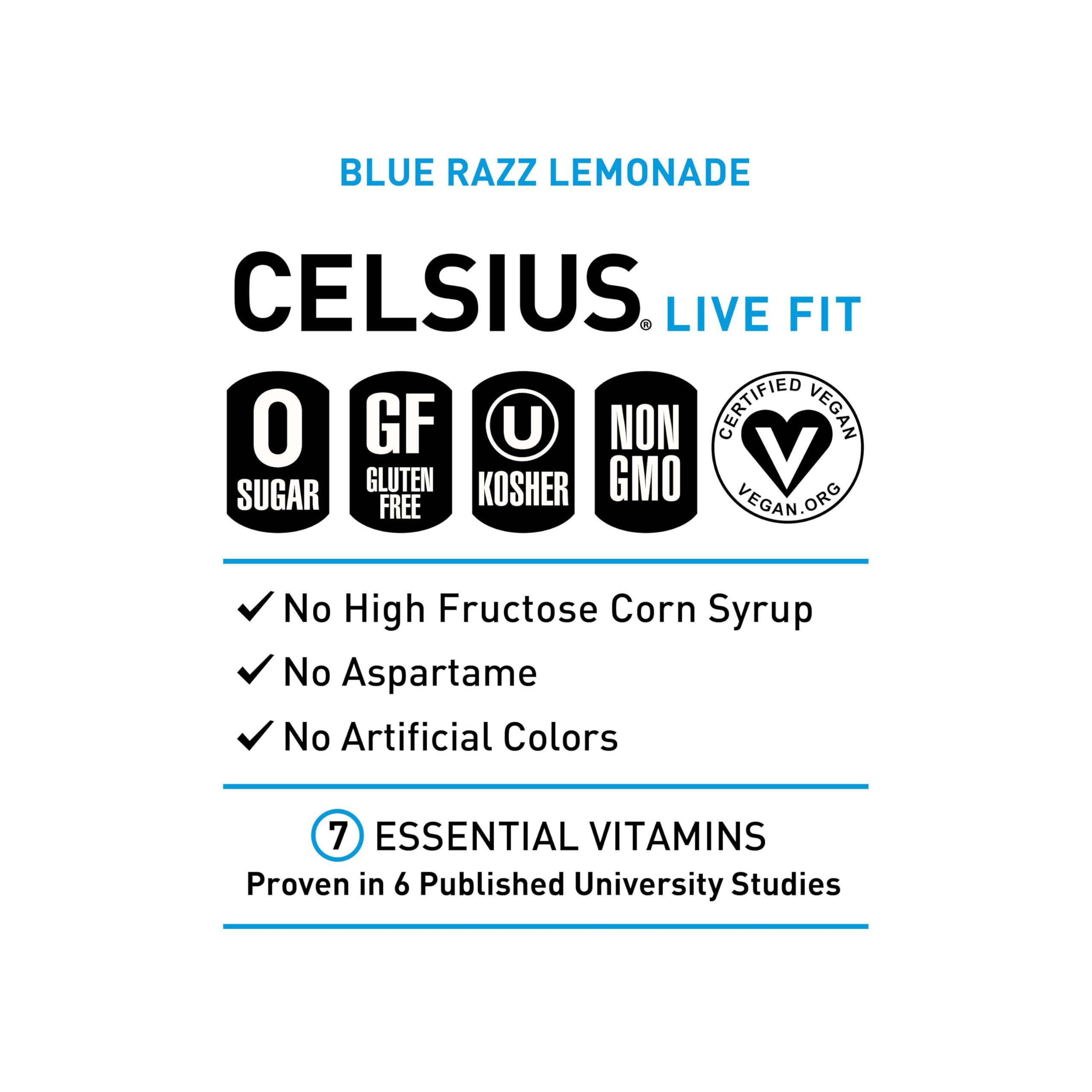 CELSIUS Fizz Free Blue Razz Lemonade, Functional Essential Energy Drink 12 Fl Oz (Pack of 12) - Image 4