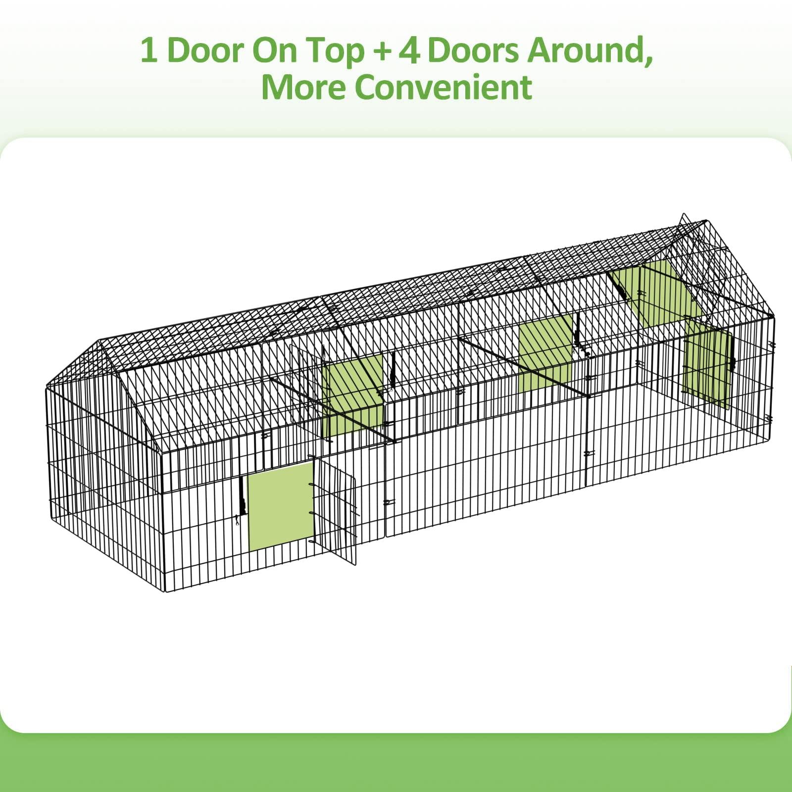 INJOPEXI Metal Chicken Coop 130"×40"×39" Chicken Runs for Yard with Cover Chicken Playpen Enclosure Chicken Pen Kennel Duck Coop Cage for Outdoor Backyard Farm Rabbit Dog Cat Small Animal Poultry - Image 4