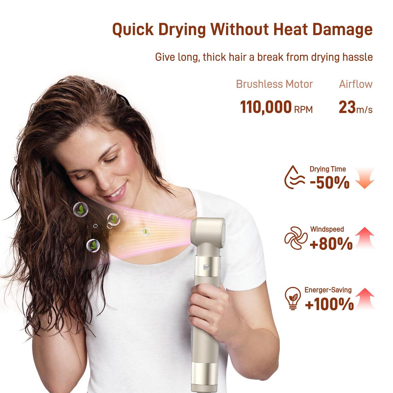 5 in 1 Hair Air Styler - Rotating Hair Dryer Brush 110000 RPM for Fast Drying & Hot-Air Automatic Wrap Curlers for Curling, Frizz-Free Blow Dryer Brush for Straightening Volumizing No Heat Damage - Image 3