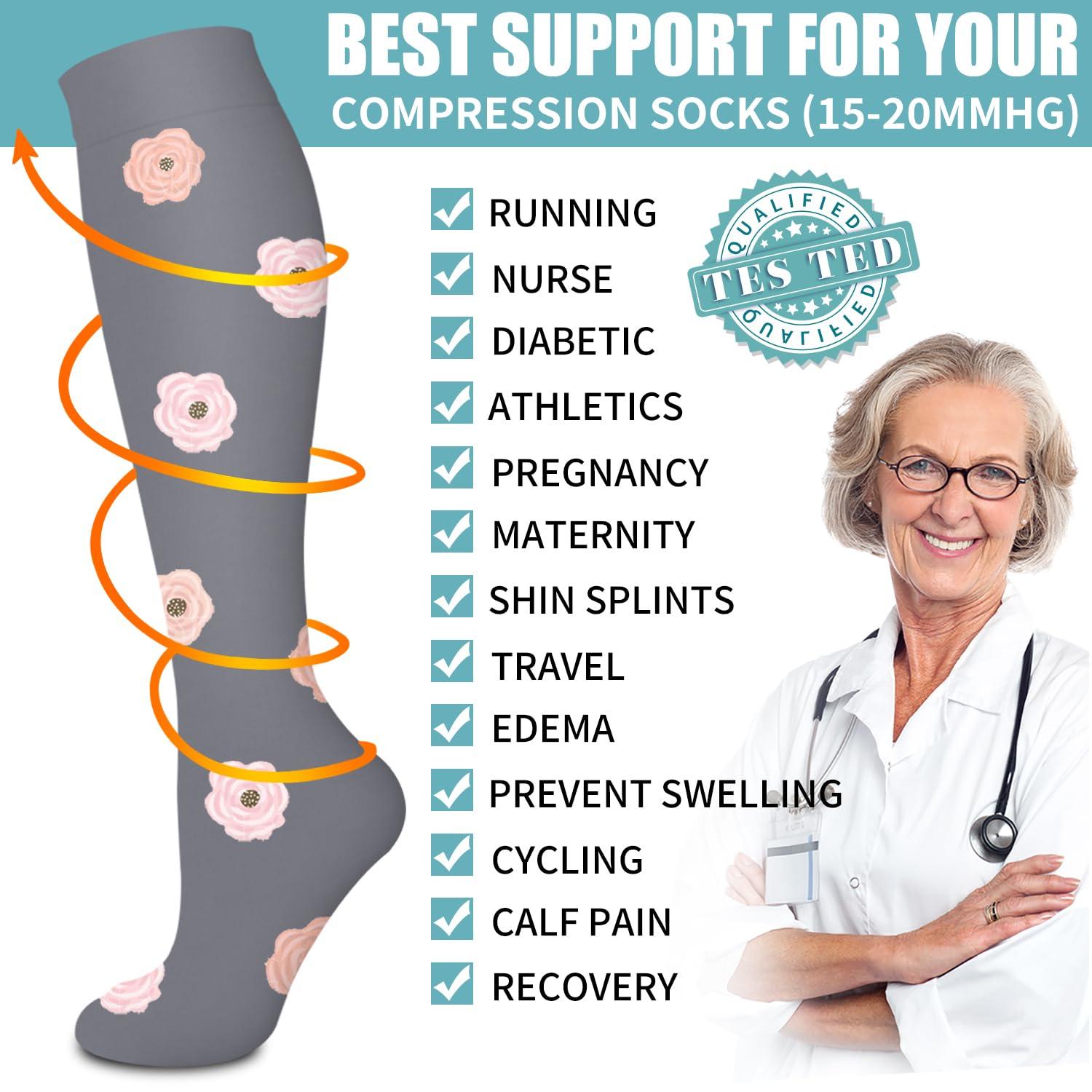 Laite Hebe Compression Socks for Women & Men Circulation(6 pairs)-Graduated Supports Socks for Running, Athletic Sports - Image 5