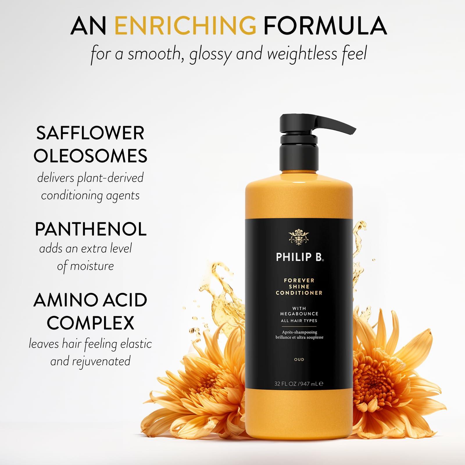 PHILIP B. Forever Shine Hair Conditioner With Notes of Pure Oud, 32 oz. (947 ml) - With Megabounce, Add Volume & Shine for Days, For All Hair Types - Image 3
