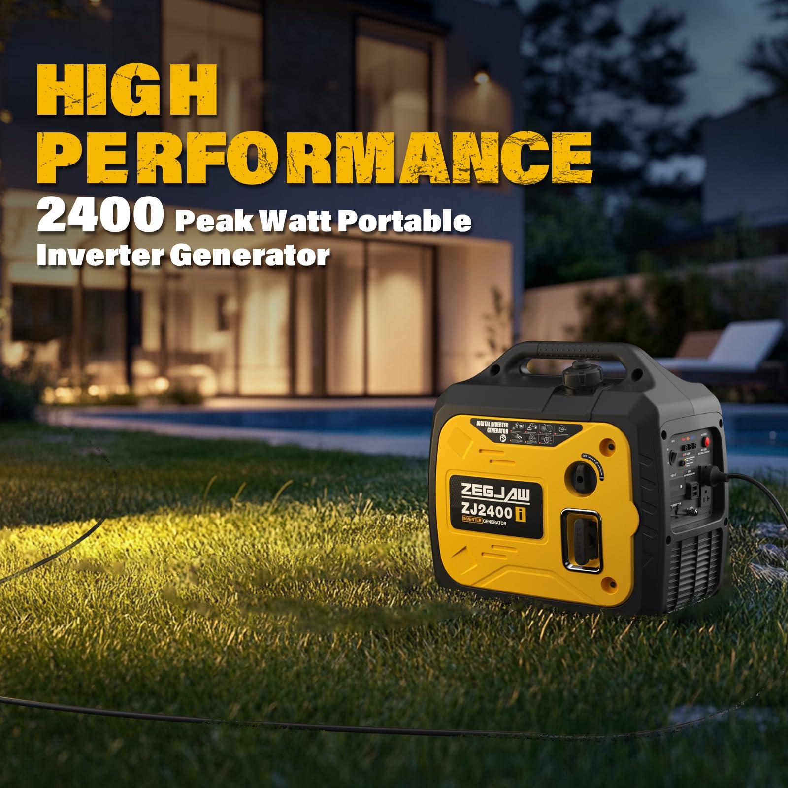 ZEGJAW 2400-Watt Portable Inverter Generator, EPA Compliant, CO-Sensor, Eco-Mode Feature, Lightweight & Quiet Gas Powered Generators for Home Use - Image 3
