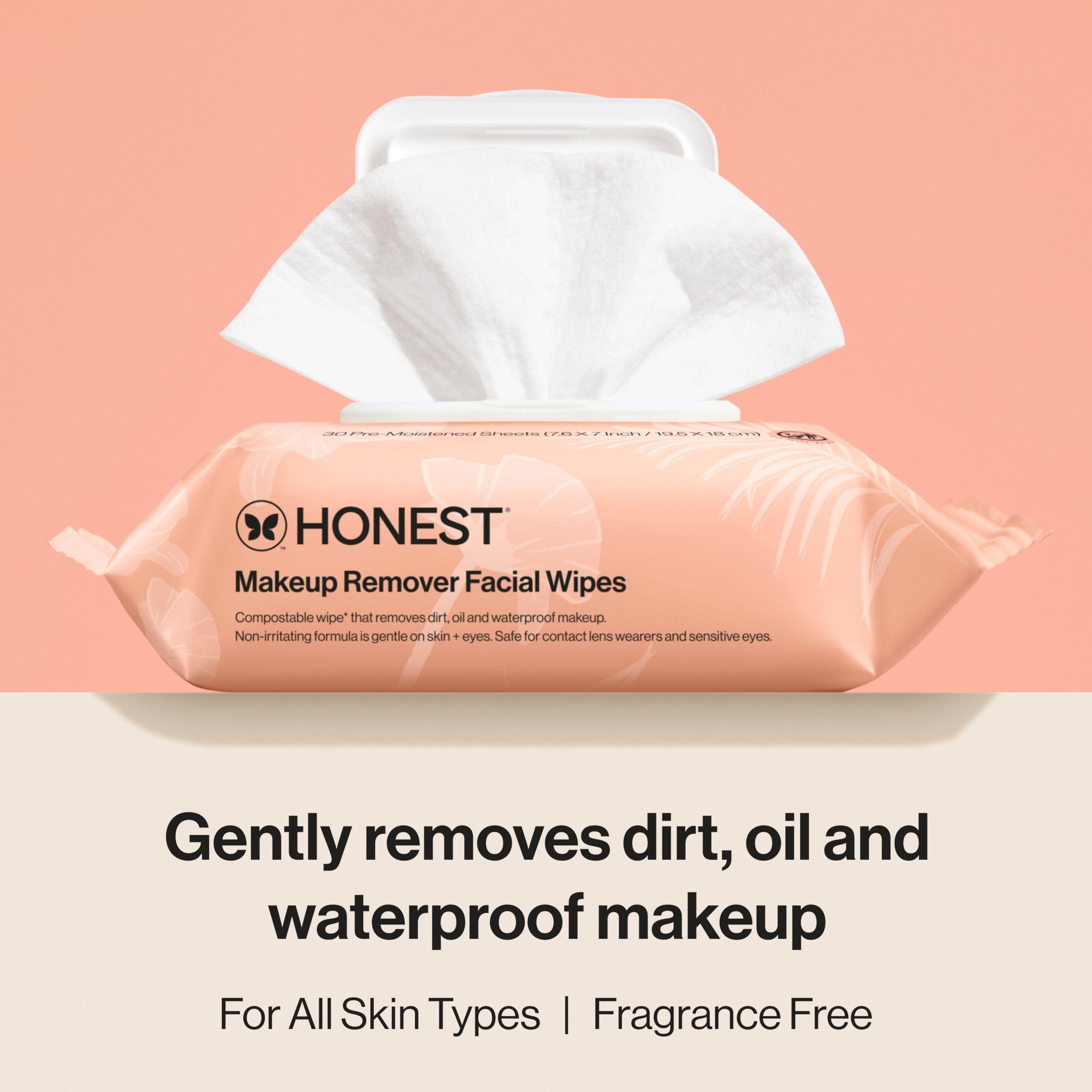 Honest Beauty Fragrance Free Cleansing Makeup Remover Facial Wipes | Plant Based, Hypoallergenic, Gentle for Sensitive Skin | 30 Count - Image 2