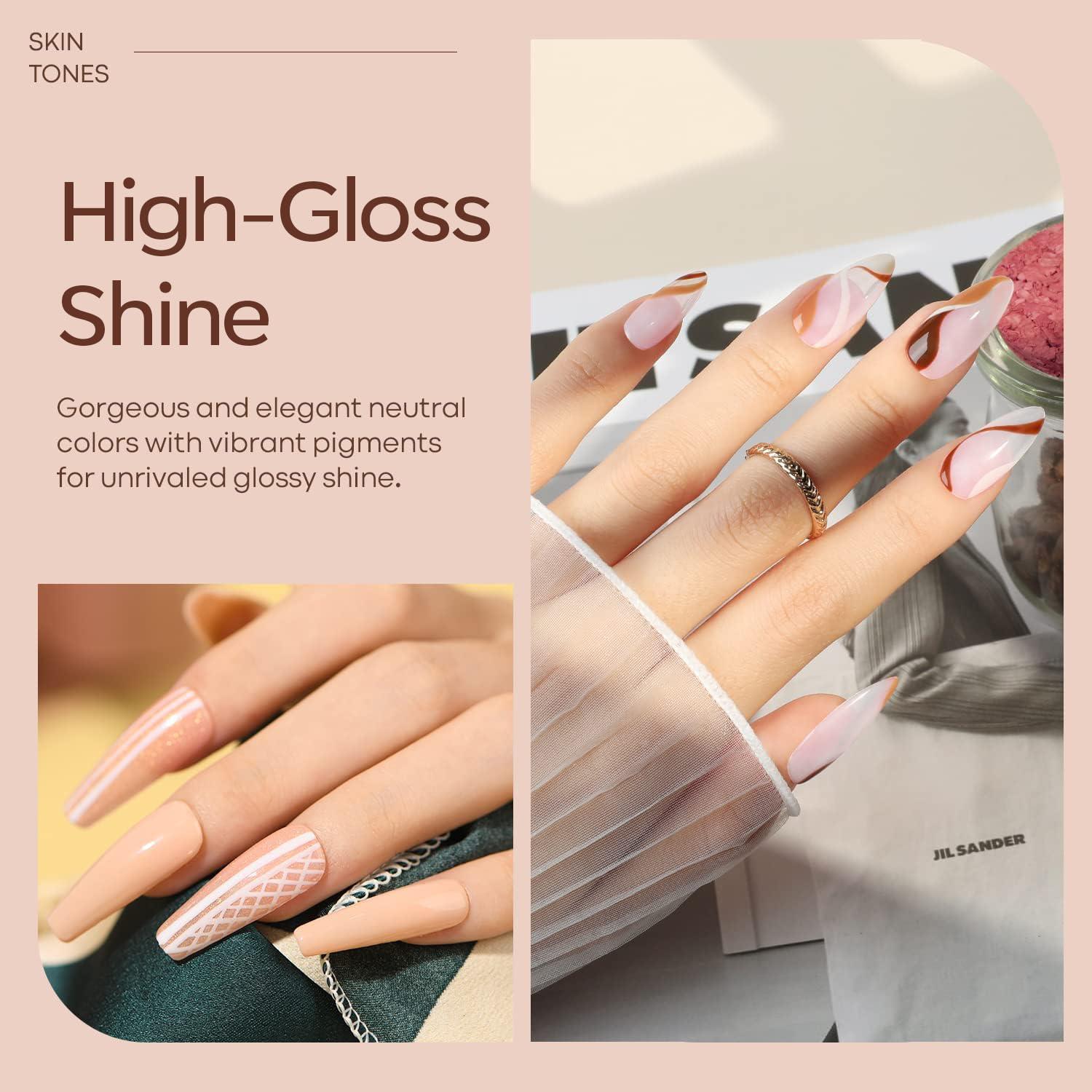 modelones Gel Nail Polish Kit -6 Colors Nude Pink Gel Polish Set Skin Tones Neutral Brown Soak Off Gel Nail Kit Manicure DIY Nail Art Salon Home Gift - Image 6