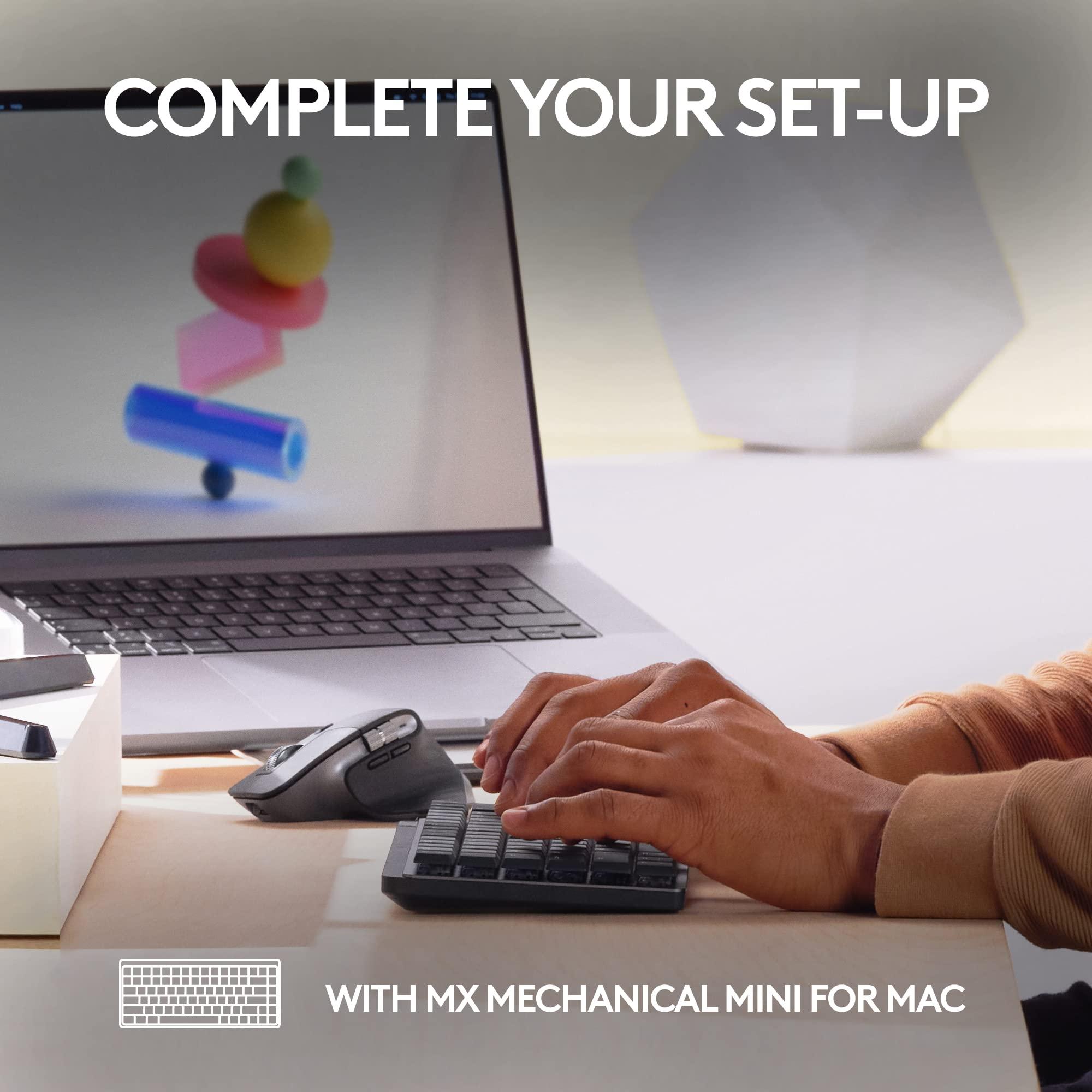 Logitech MX Master 3S for Mac - Wireless Bluetooth Mouse with Ultra-Fast Scrolling, Ergo, 8K DPI, Quiet Clicks, Track on Glass, Customization, USB-C, Apple, iPad - Space Grey - Image 10
