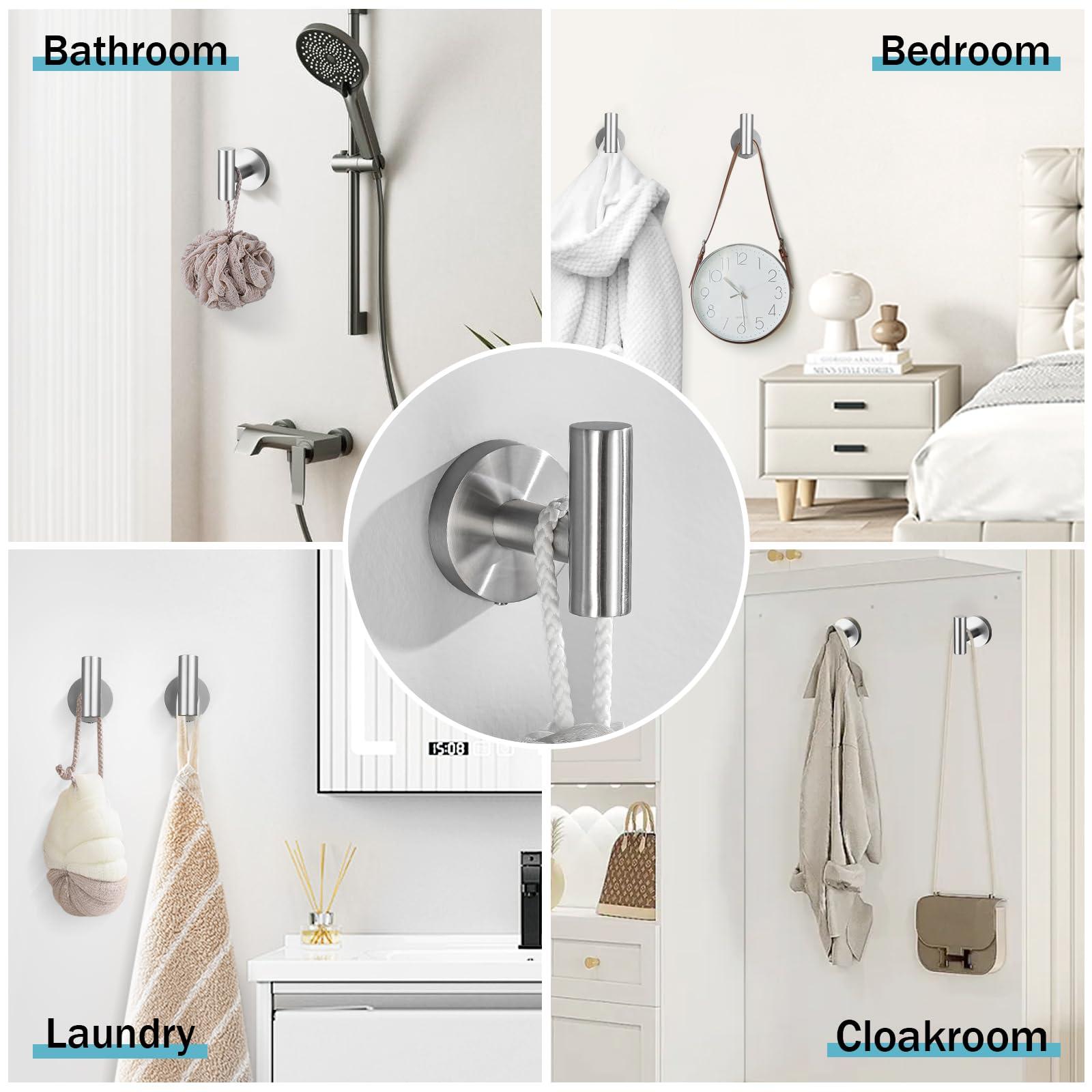 Bathroom Hardware Set, 6-Piece Towel Bar Set Brushed Nickel Towel Holder Set Includes 19.68/23.6 in Towel Bar,Toilet Paper Holder,Towel Ring and Towel Hook Wall Mount Bathroom Accessories Set - Image 6