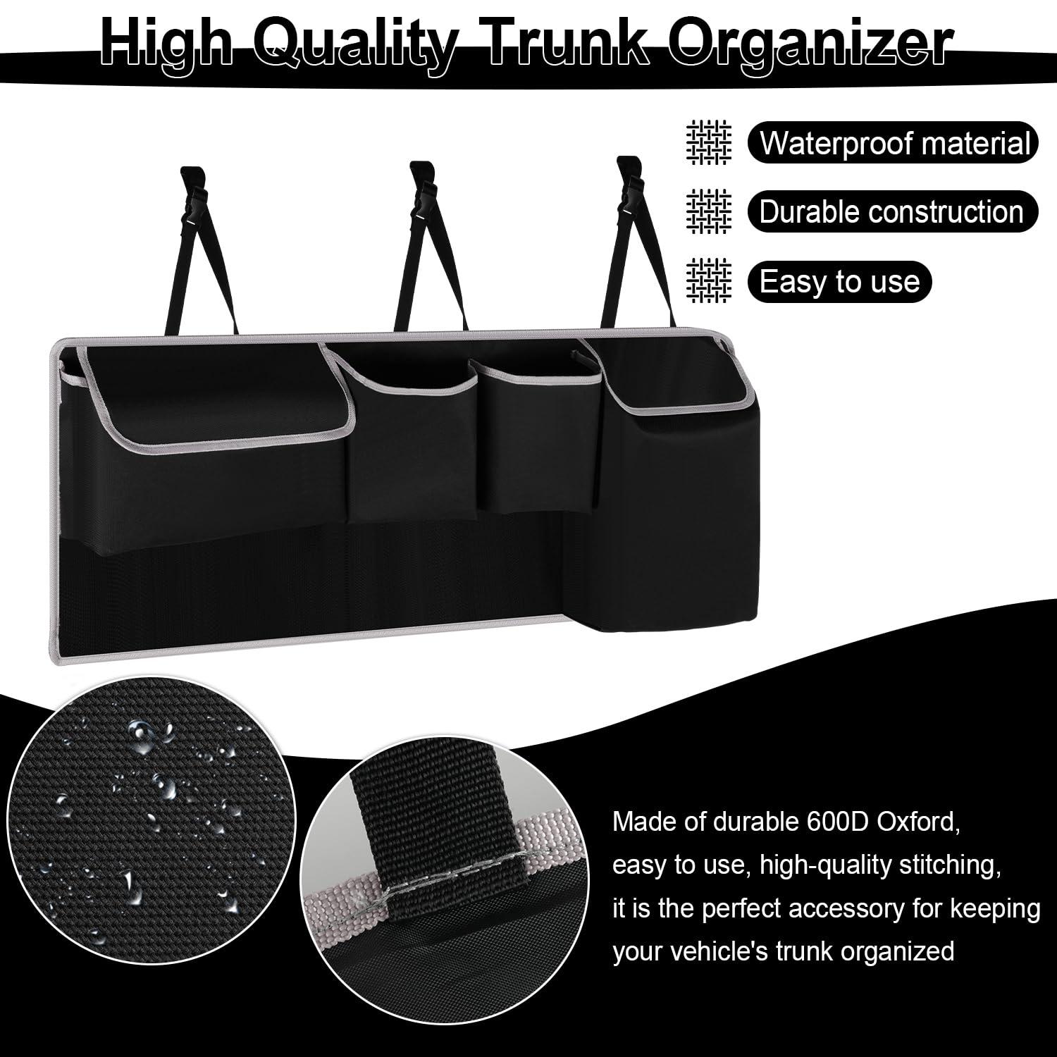 UYYE Trunk Hanging Organizer, Backseat Bag, Car Interior Accessories with 4 Pockets & 2 Mesh Pouches for Groceries, Will Provide More Storage Trunk Space for SUV, Jeep, MPVs - Image 4