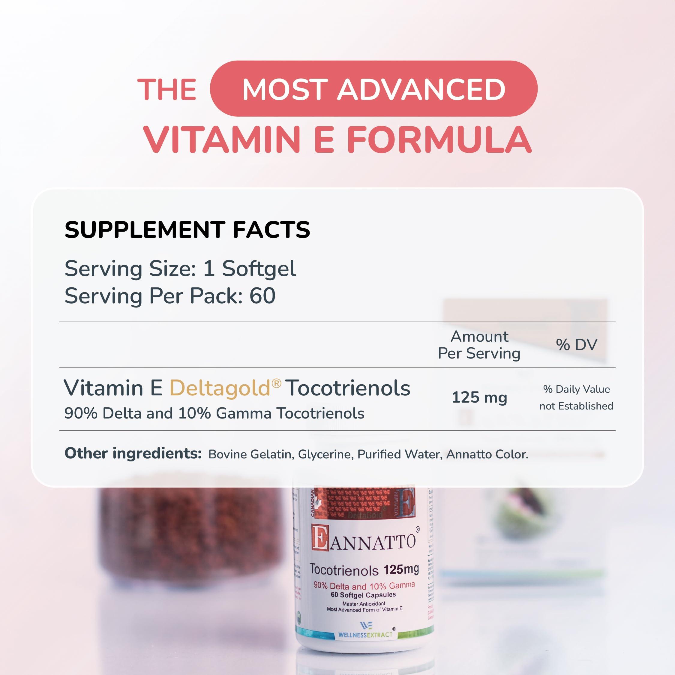 WELLNESS EXTRACT Eannatto Tocotrienols Vitamin E Supplements Tocopherol Free, Supports Immune Health, Non-GMO, Gluten Free & Antioxidant (125MG 60 Softgels) - Image 4
