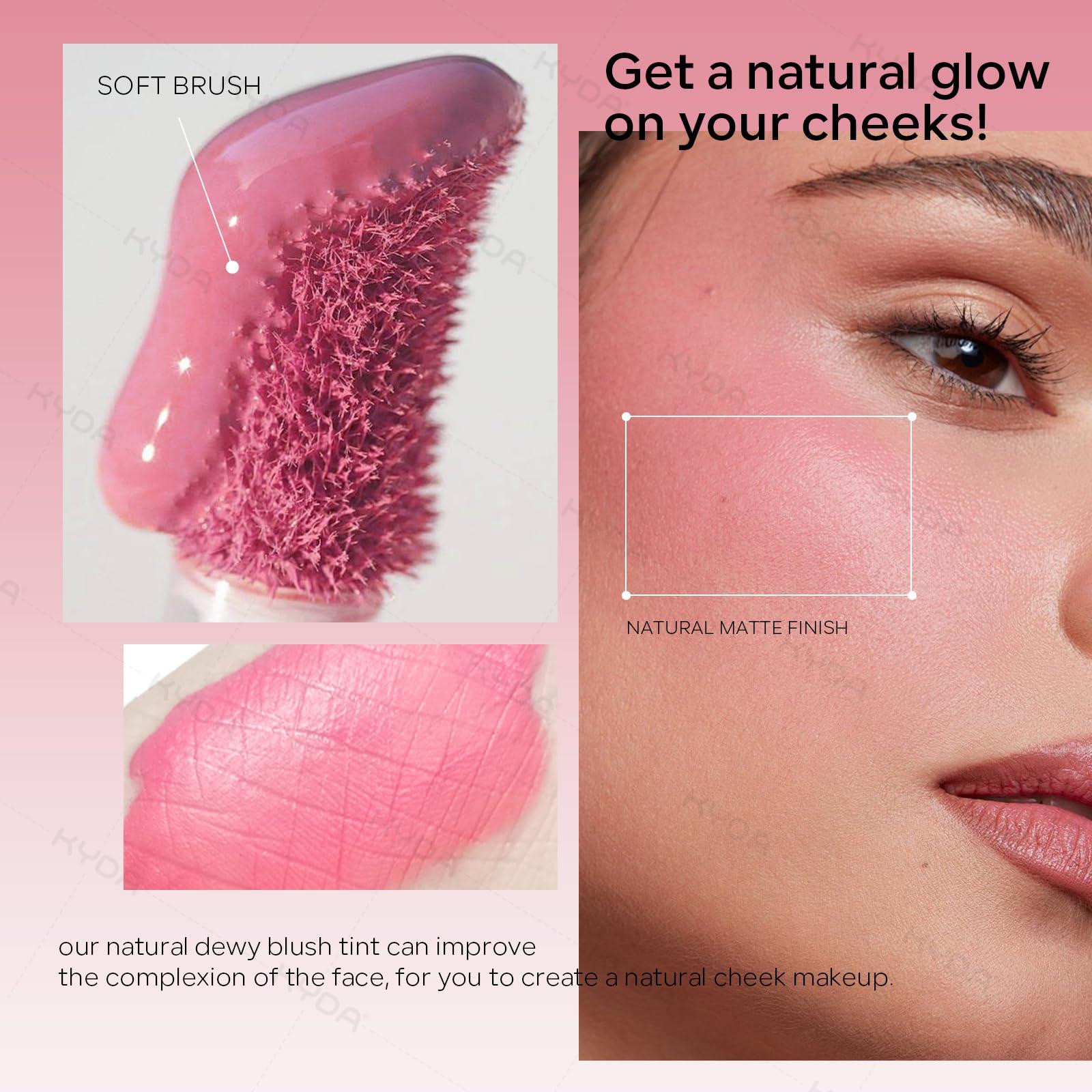 KYDA Liquid Blush, Matte Tinted for Cheeks, Lasting Dewy Finish, High Pigment Soft Creamy Blush, Blendable Lightweight Cover-Cool Pink - Image 3