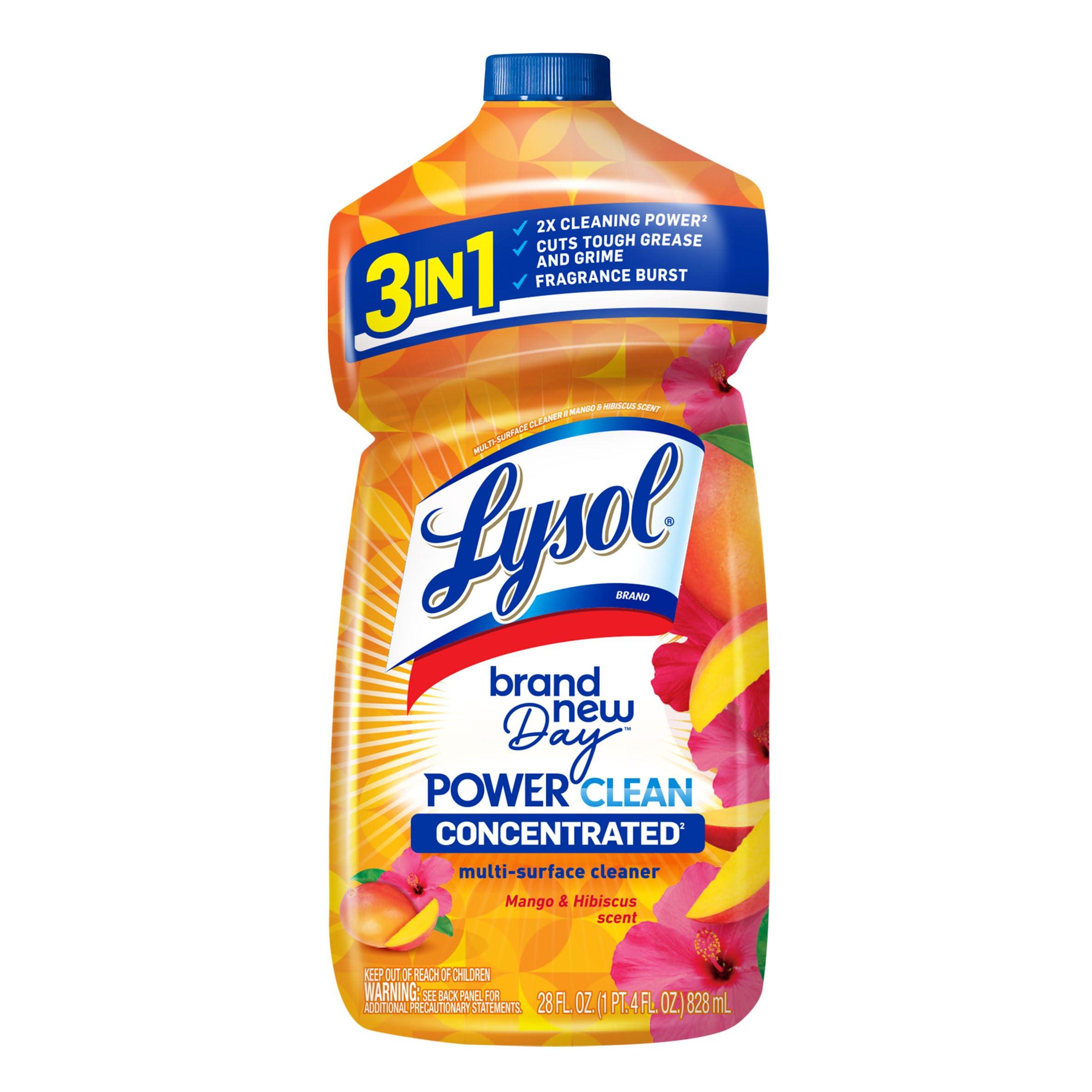 Lysol Power Clean Multi-Surface Cleaner, 2x Concentrated Pour, Mango & Hibiscus, 28 Fl Oz - Image 1
