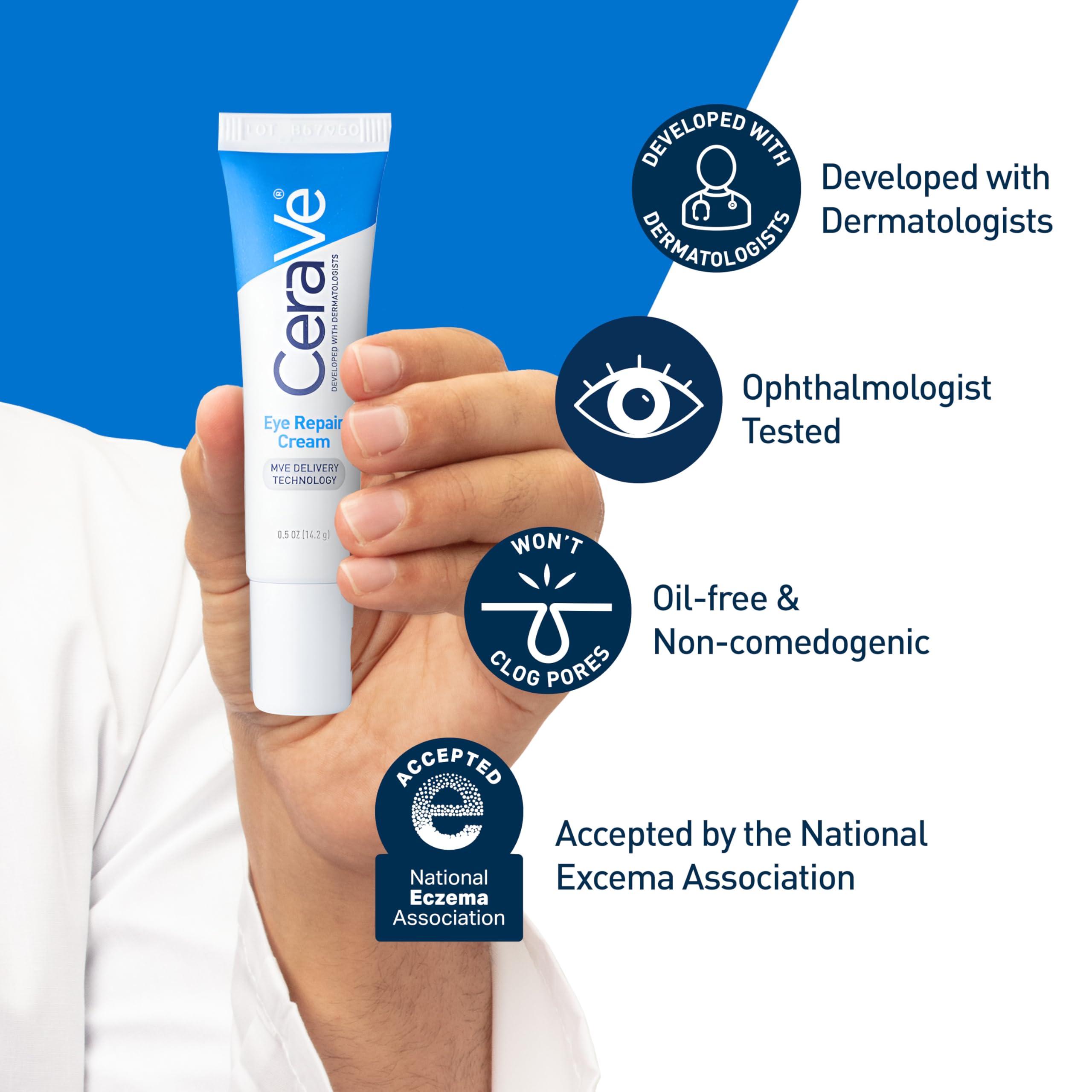 CeraVe Eye Repair Cream, Under Eye Cream For Puffiness And Bags Under Eyes, Hyaluronic Acid + Niacinamide + Marine Botanical Complex, Oil Free & Opthalmologist Tested - Image 2