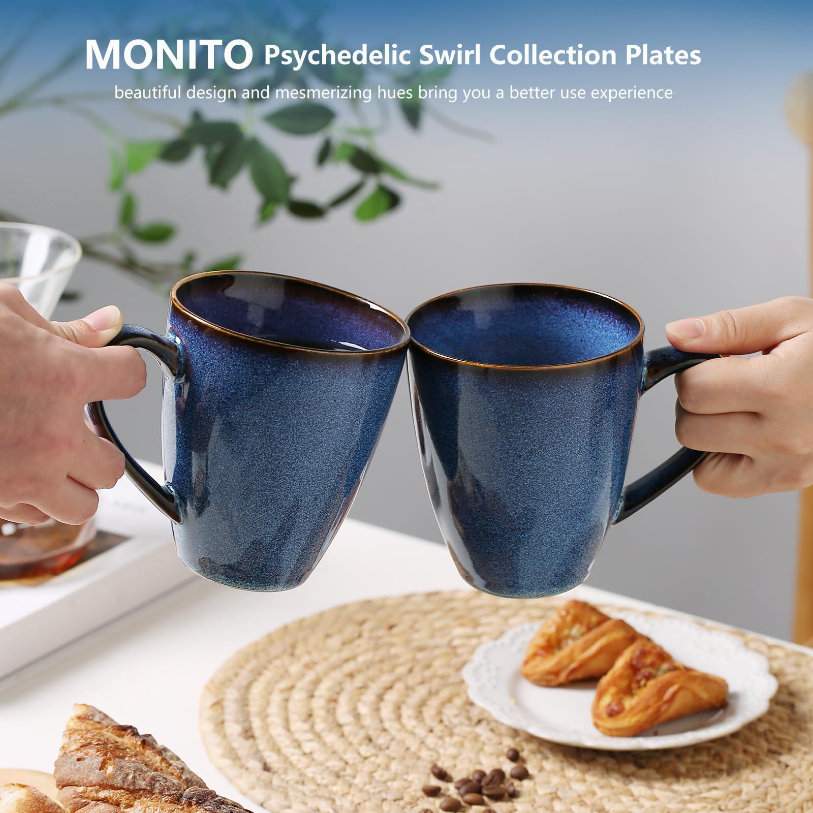 MONITO 17 OZ Coffee Mugs Set of 6, Large Ceramic Blue Coffee Mugs Set with handle for Tea/Latte/Milk/Cocoa, Funny Tea Cups for Office and Home, Engagement Gifts. (Starry Blue) - Image 7
