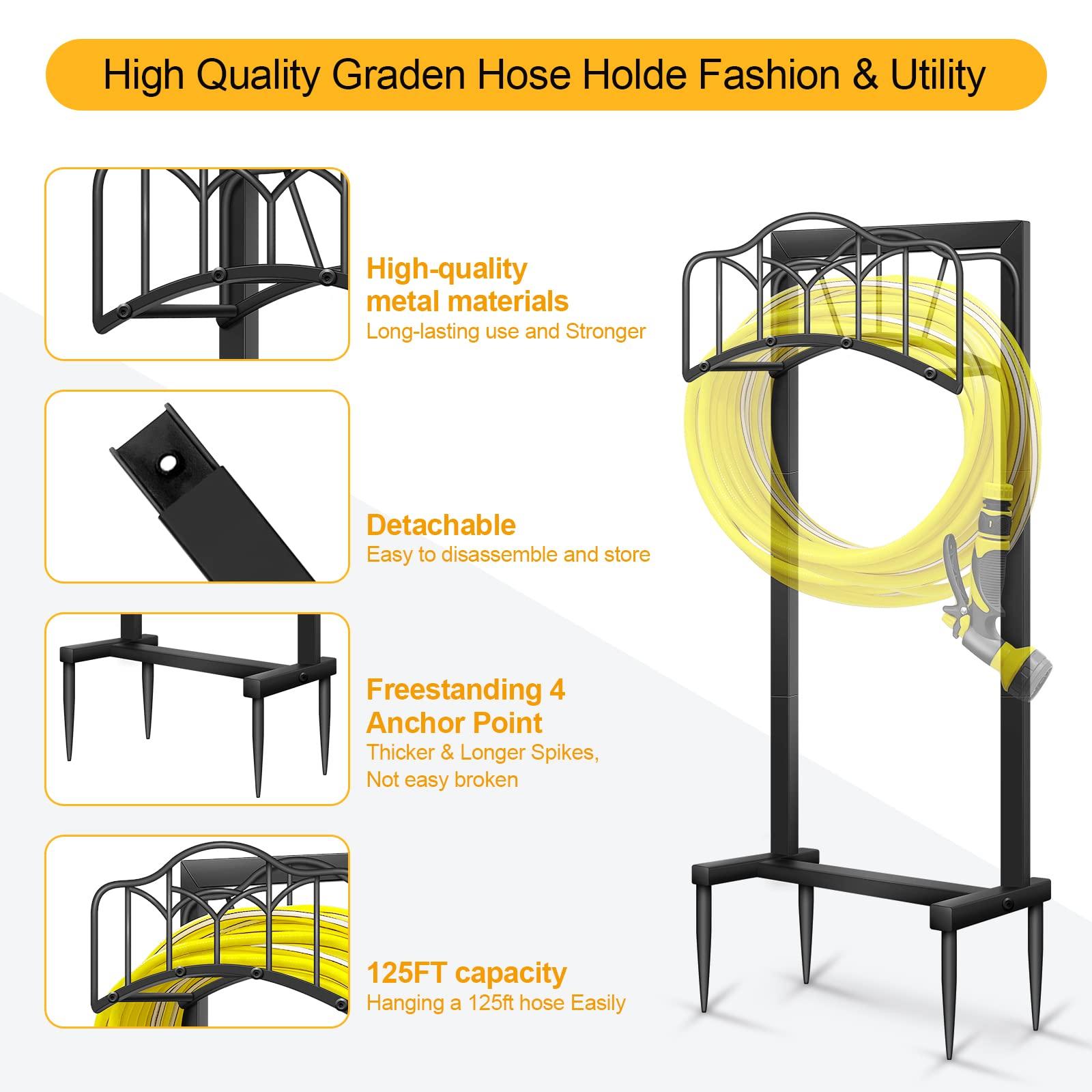 Shomextol Garden Hose Holder -Upgraded Hose Holder Holds 100-feet Hose,Freestanding Heavy Duty Hose Hanger,Sturdy Hose Stand and Hose Storage Rack for Lawn & Yard,Black - Image 5