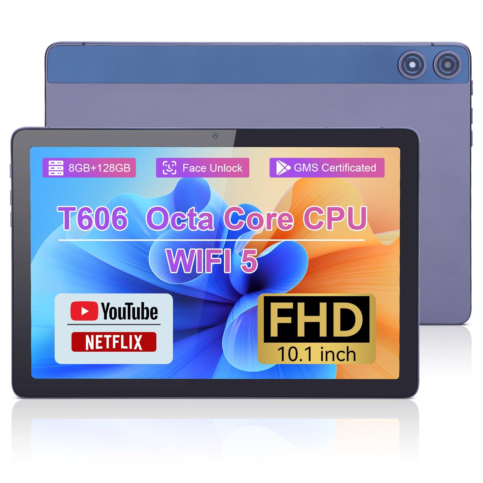 C idea 10.1 inches Tablet,Android 12.0 Tablet 8GB RAM 128GB ROM (1TB TF),1920 * 1200 Full HD Screen,8 Core Unisoc T606 CPU,2.4G/5G WiFi,8MP+13MP Camera,6000mAh Long Battery,Face Unlocked(Gray)