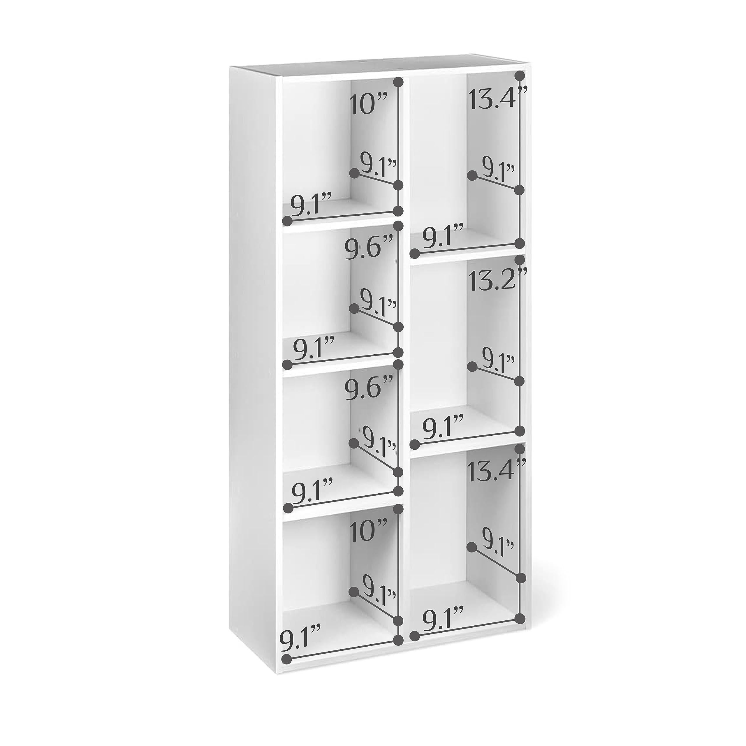 Amazon Basics 7 Cube Organizer Bookcase Shelf, Storage for Home and Office, 9.25"D x 19.49"W x 41.73"H, White - Image 5